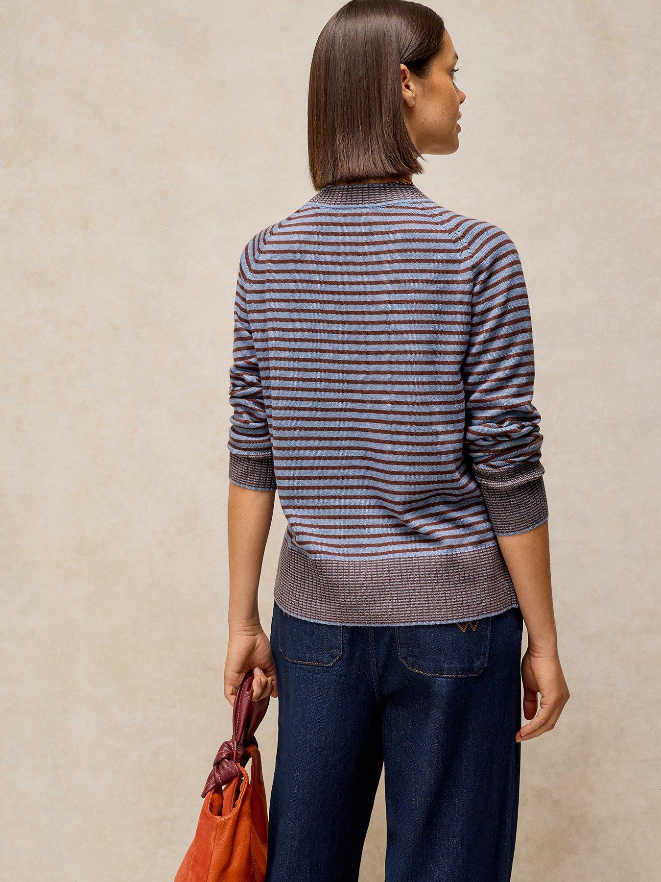 Image 2 of 5 of White Stuff Olive Fine Knit Striped Jumper - Blue