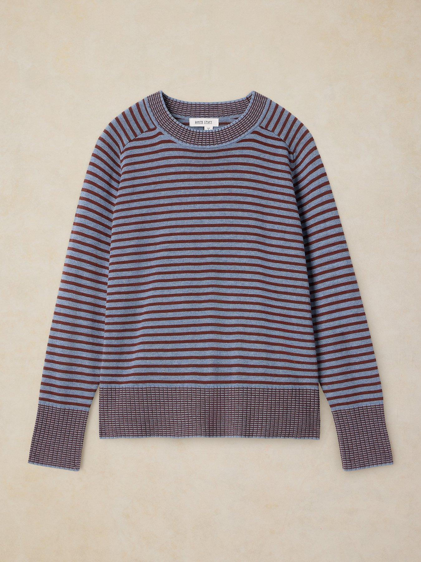 Image 5 of 5 of White Stuff Olive Fine Knit Striped Jumper - Blue