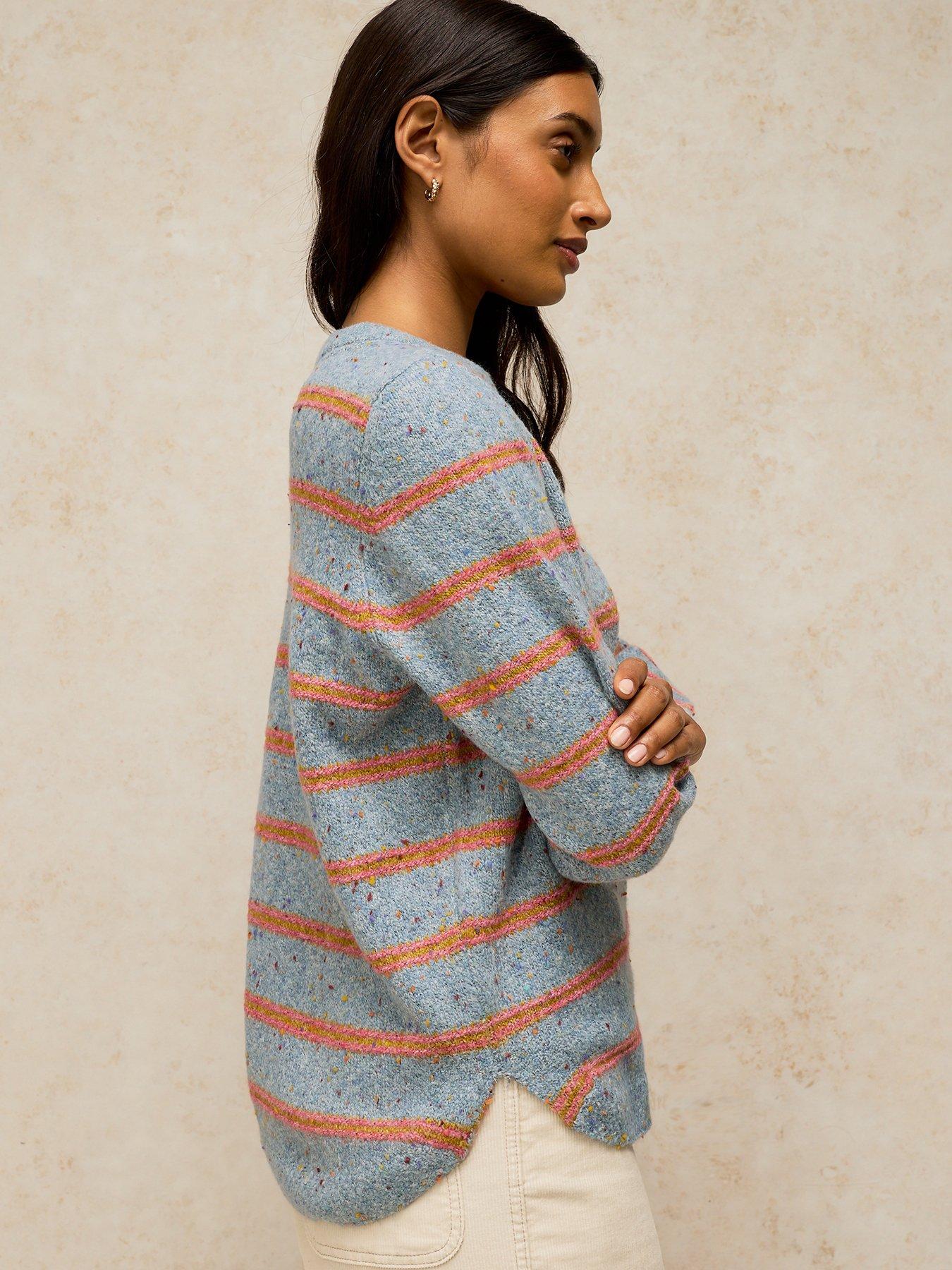 Image 2 of 5 of White Stuff Talia Nep Stripe Knitted Jumper - Blue