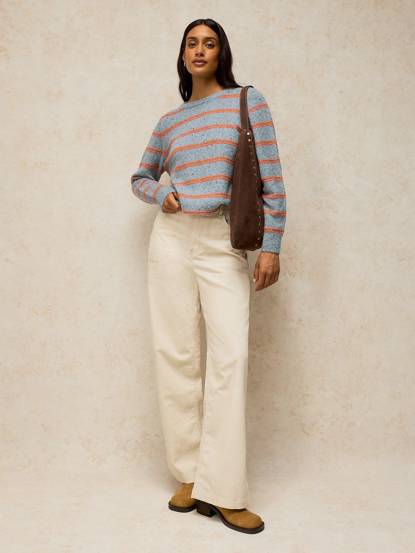 Image 3 of 5 of White Stuff Talia Nep Stripe Knitted Jumper - Blue