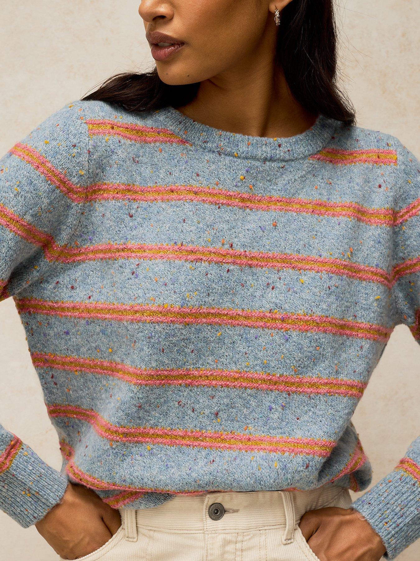 Image 4 of 5 of White Stuff Talia Nep Stripe Knitted Jumper - Blue