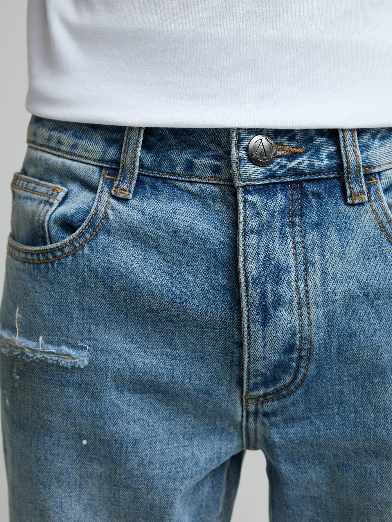 Image 5 of 6 of Alessandro Zavetti Alessandro Zavetti Bardella 2.0 Distressed Straight Fit Jeans - Light Wash
