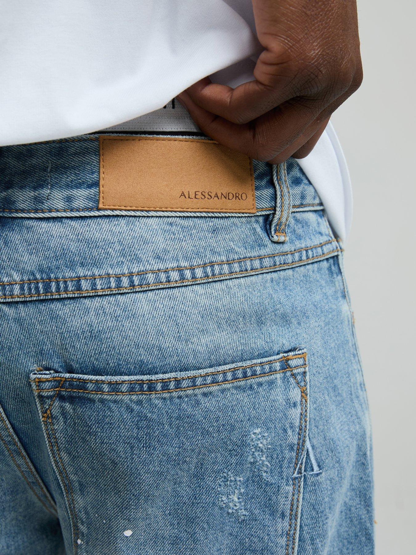 Image 6 of 6 of Alessandro Zavetti Alessandro Zavetti Bardella 2.0 Distressed Straight Fit Jeans - Light Wash