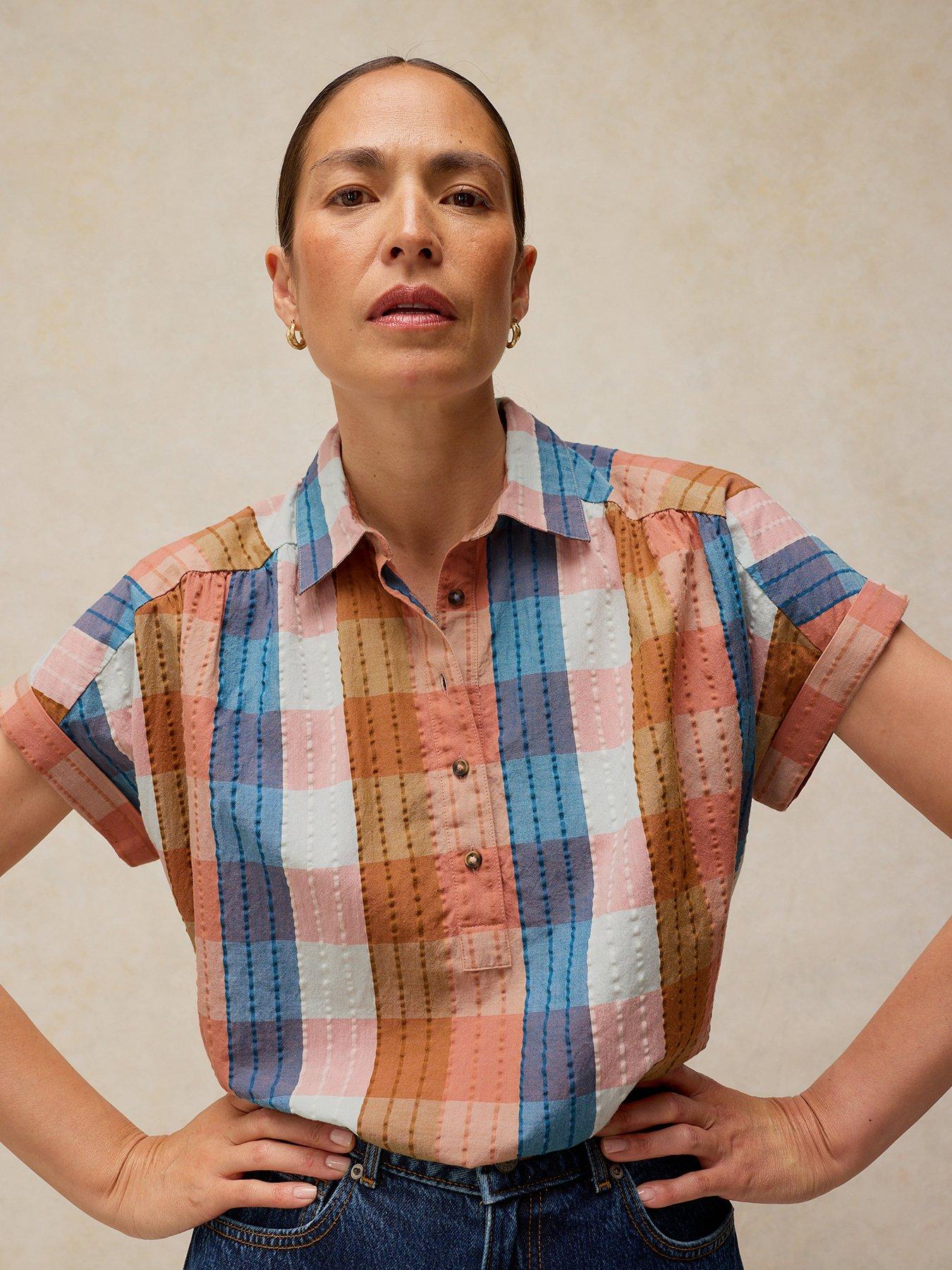 Image 1 of 6 of White Stuff Orla Pop Over Shirt - Pink