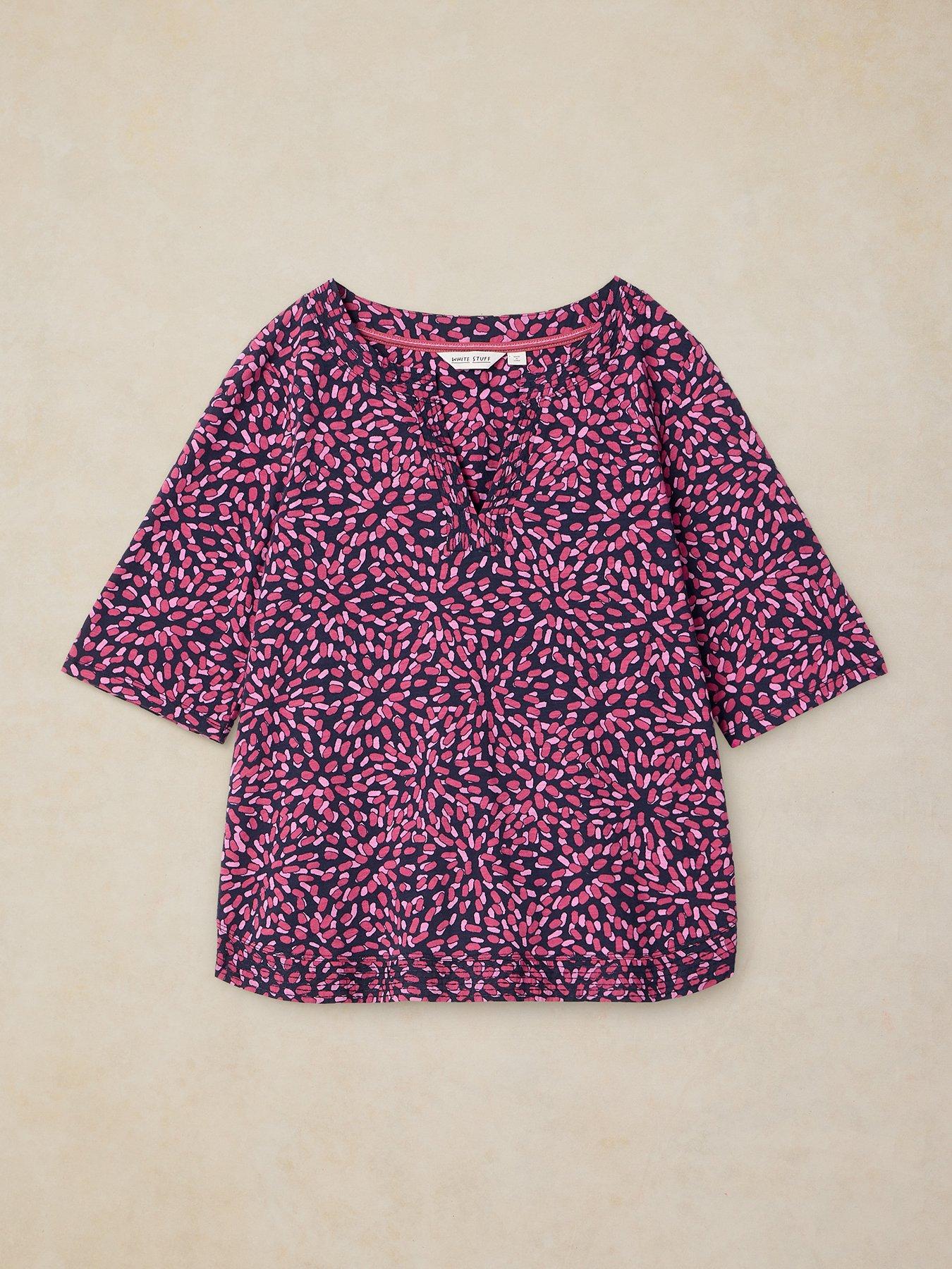 Image 5 of 5 of White Stuff Weaver Notch Neck Tee - Pink
