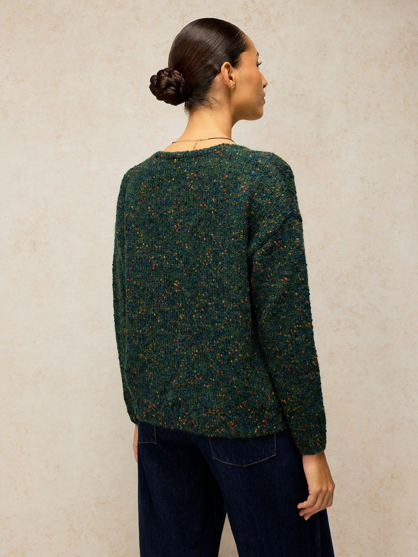 Image 2 of 5 of White Stuff Womens Textured V-Neck Long Sleeve Jumper - Green