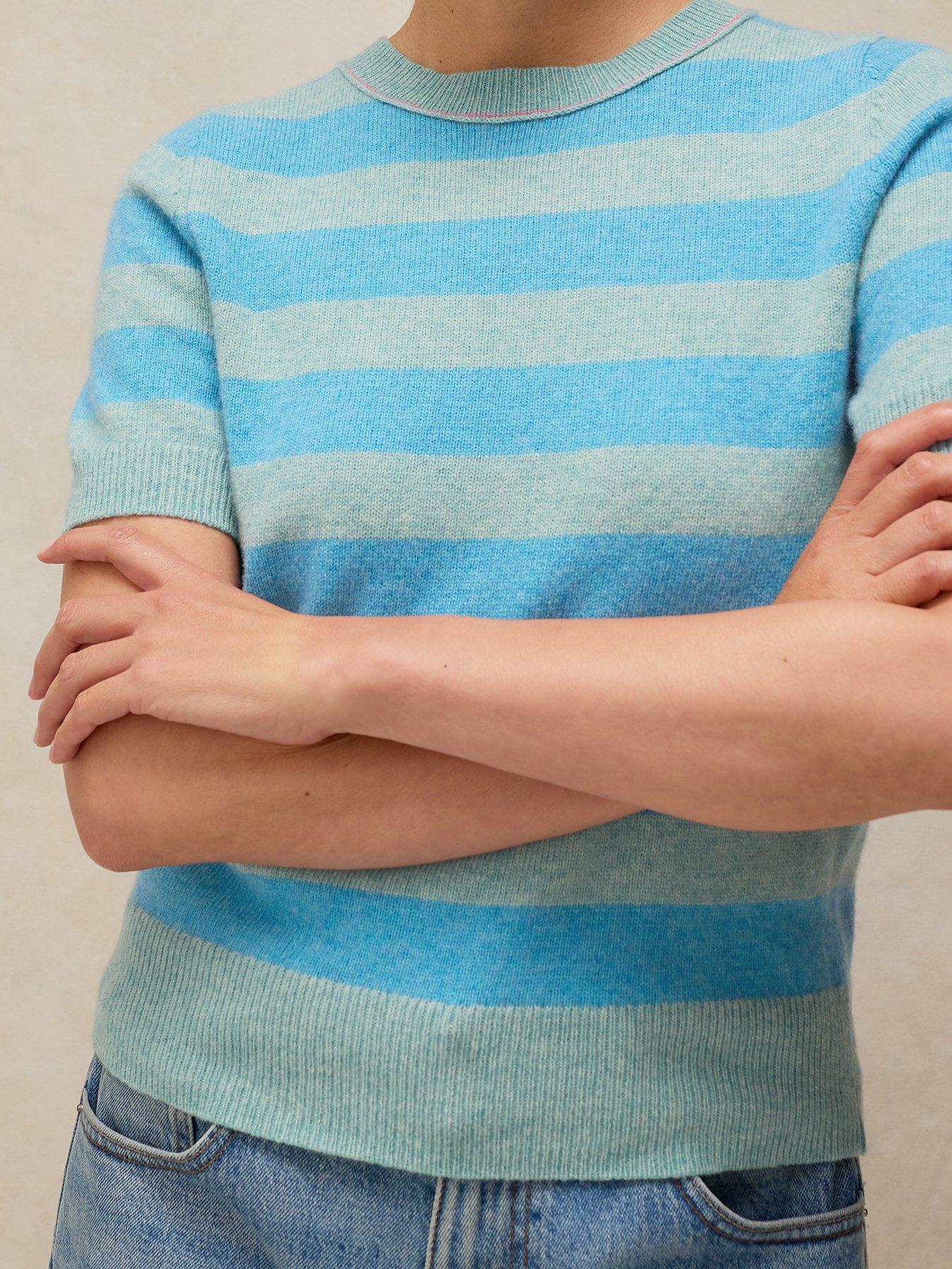 Image 4 of 6 of White Stuff Sansa Stripe Knitted Tee - Blue