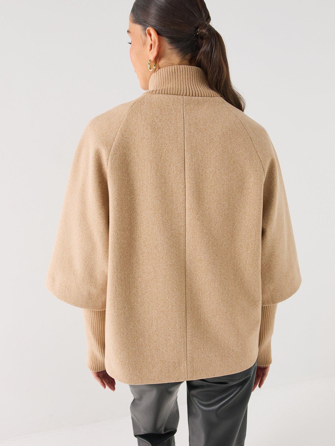 Image 2 of 6 of JDY Womens Rib Funnel Neck Zip-through Short Jacket - Beige