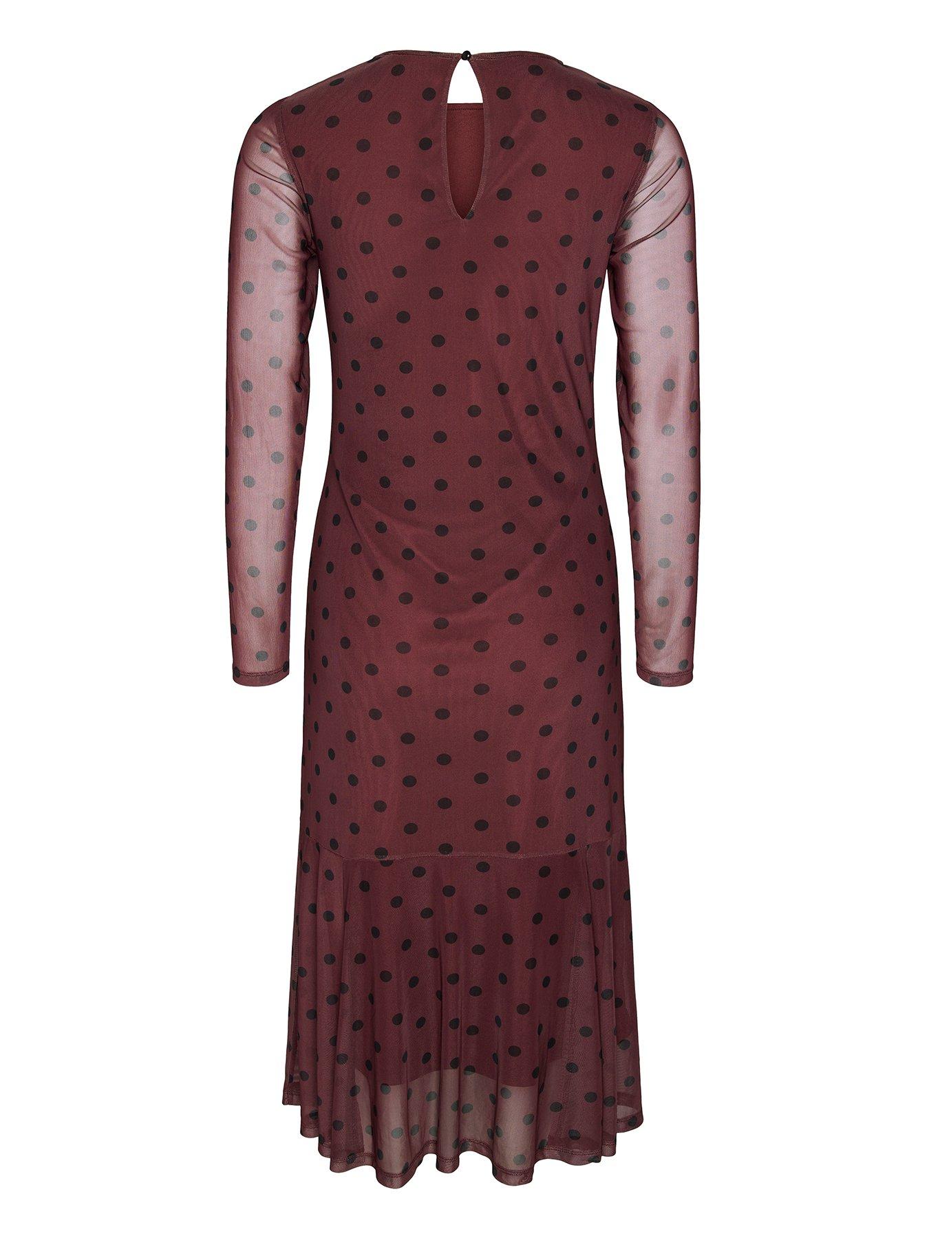 Image 2 of 2 of Mamalicious Womens Mlsara Polka Dot Midi Dress - Brown