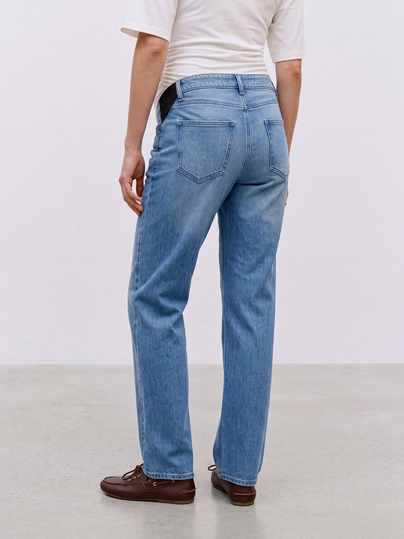 Image 2 of 6 of Mamalicious Womens Maternity Mlcuba Adjustable Waist Straight Jeans - Blue
