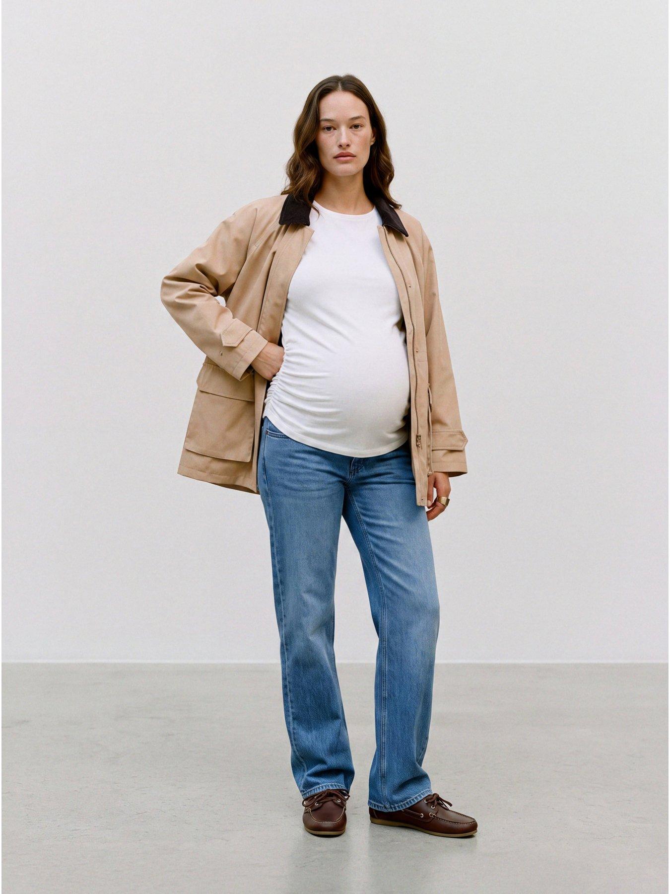 Image 3 of 6 of Mamalicious Womens Maternity Mlcuba Adjustable Waist Straight Jeans - Blue
