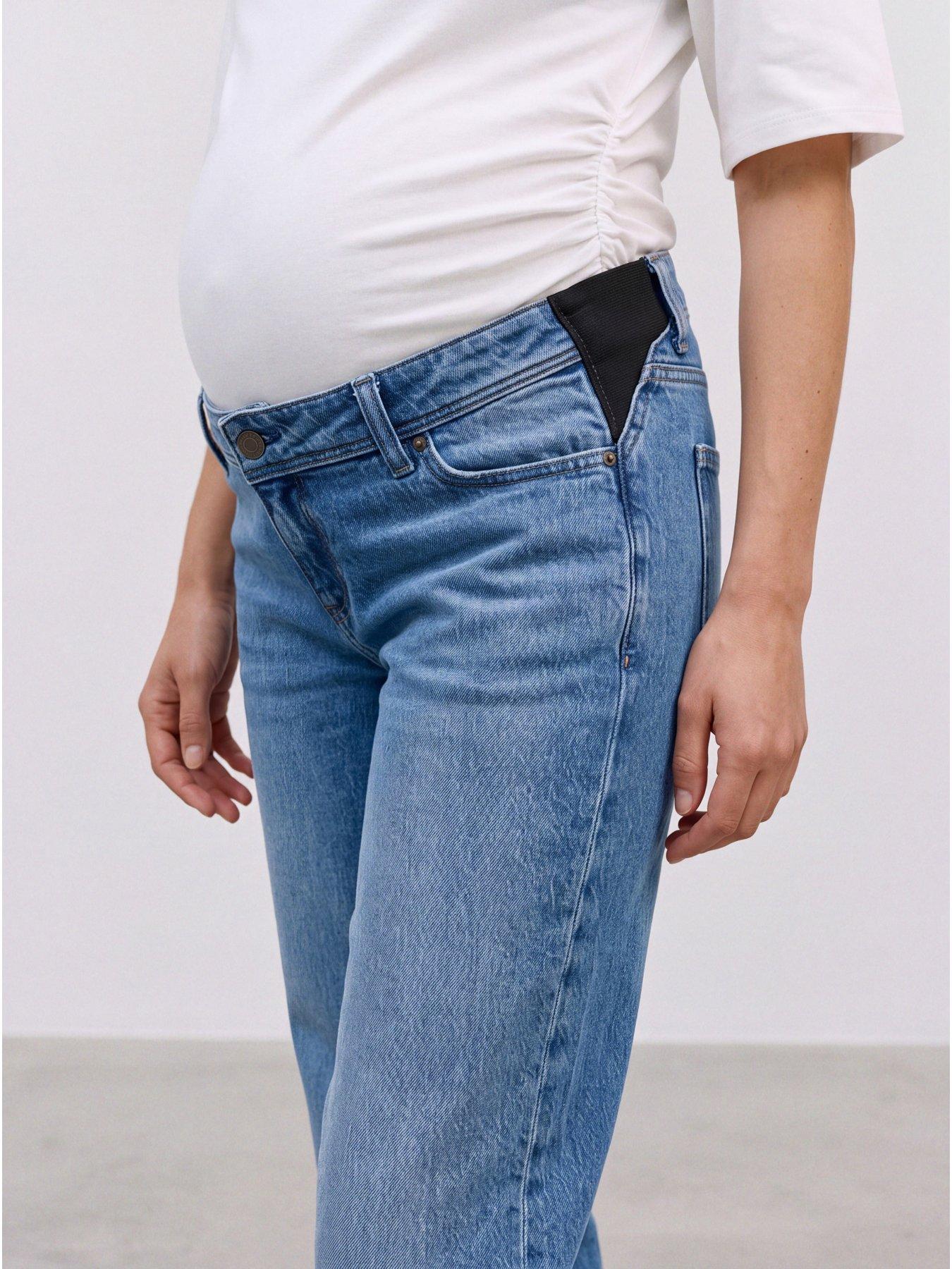 Image 4 of 6 of Mamalicious Womens Maternity Mlcuba Adjustable Waist Straight Jeans - Blue