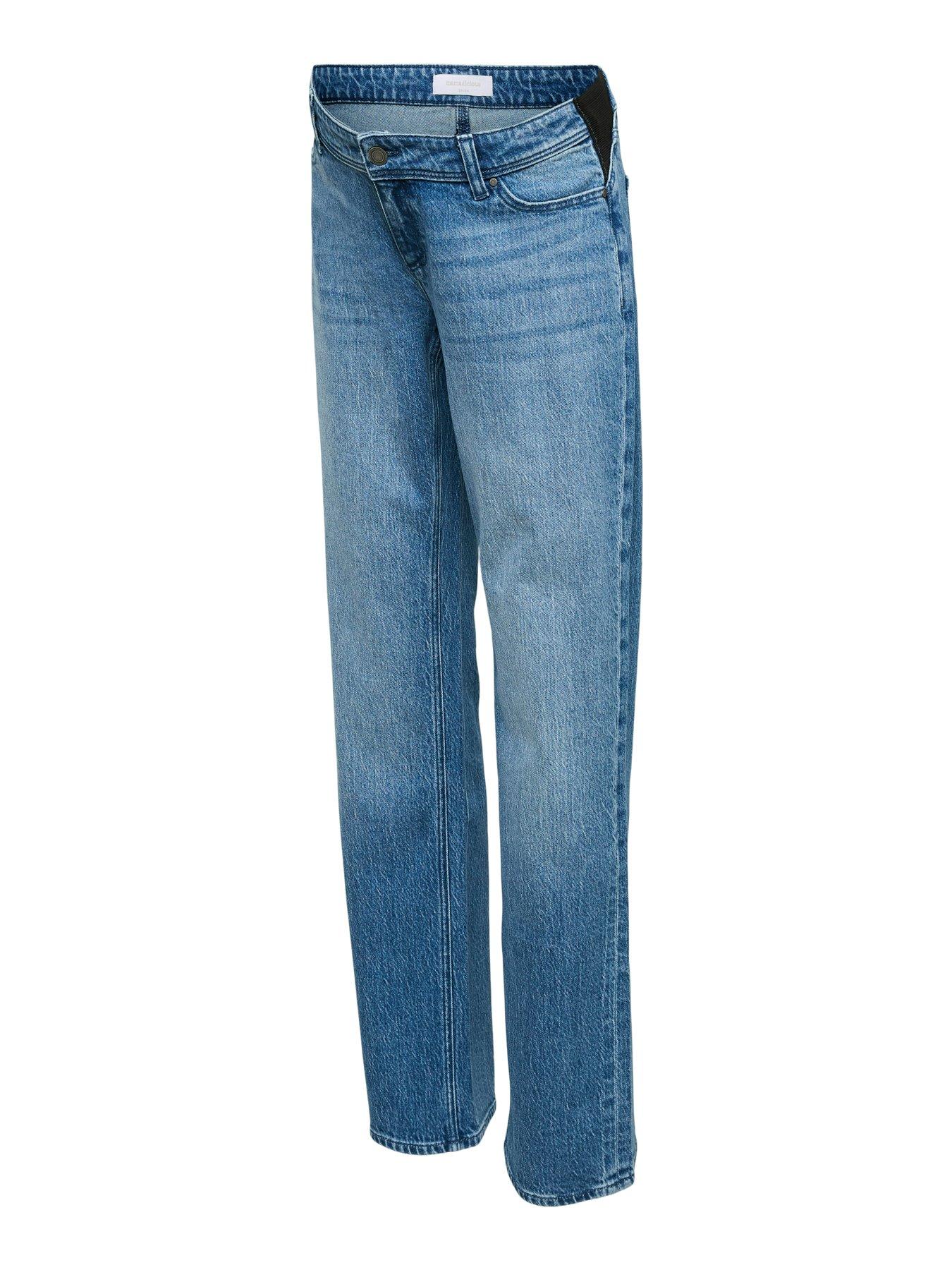 Image 6 of 6 of Mamalicious Womens Maternity Mlcuba Adjustable Waist Straight Jeans - Blue