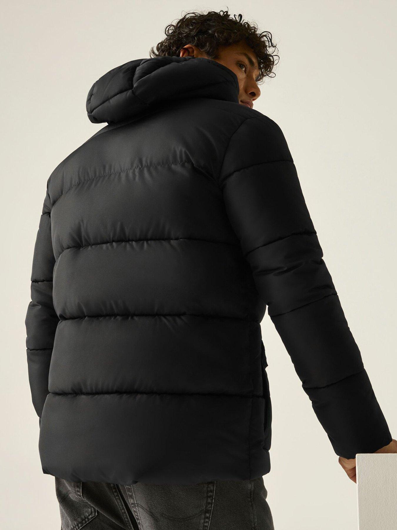 Image 3 of 7 of Regatta Mens Marek Quilted Hooded Short Jacket - Black Pineneedle
