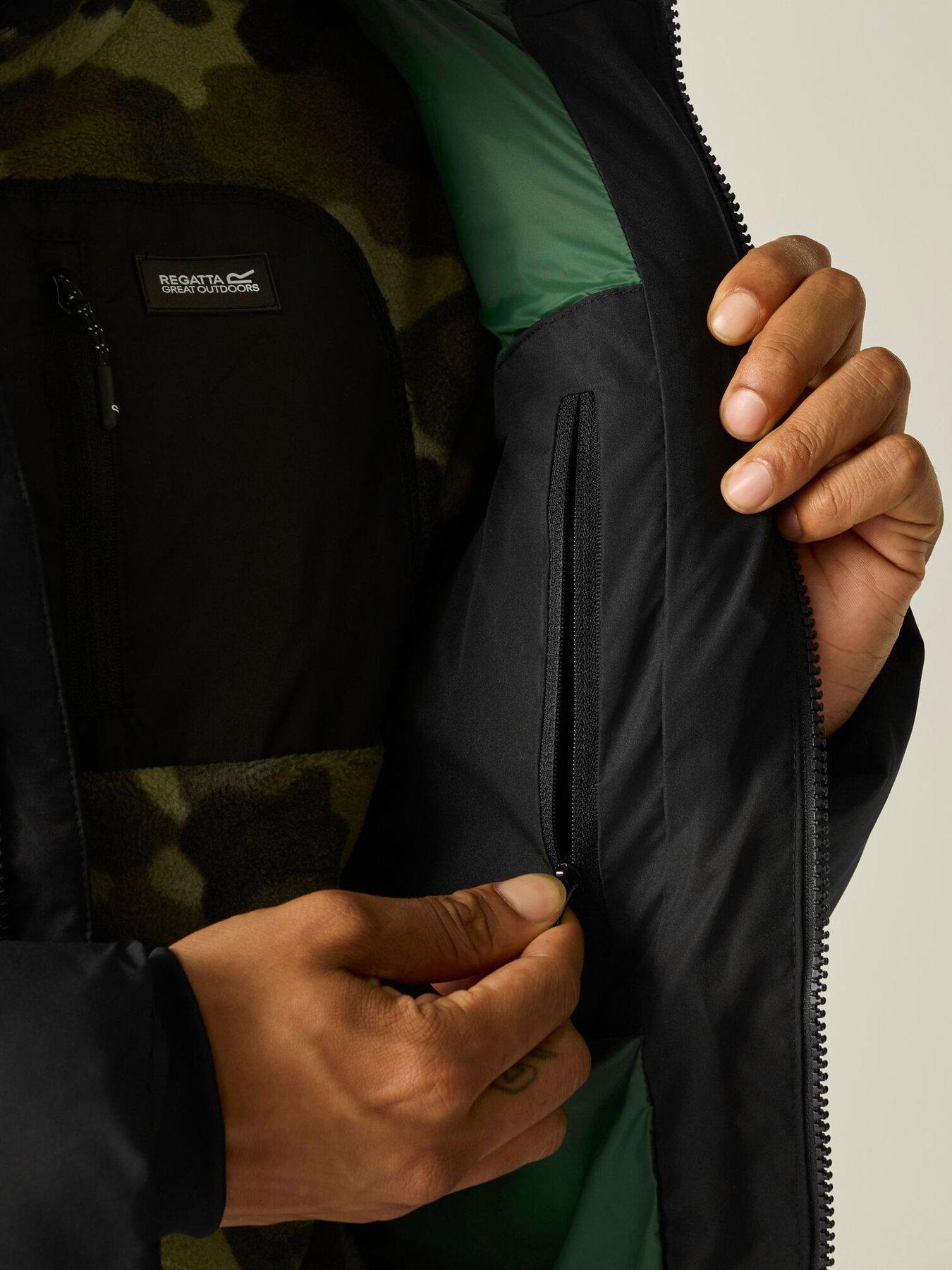 Image 5 of 7 of Regatta Mens Marek Quilted Hooded Short Jacket - Black Pineneedle