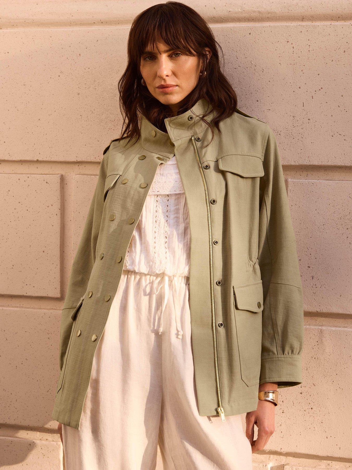 Image 4 of 6 of Mint Velvet Washed Pocket Shacket - Green