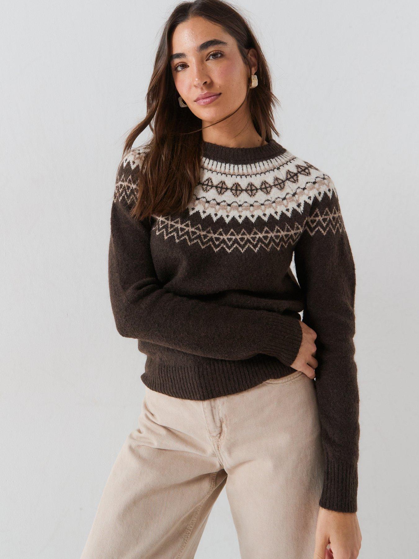 Image 4 of 6 of Vero Moda Womens Vmsimone Nordic Pullover Jumper - Brown