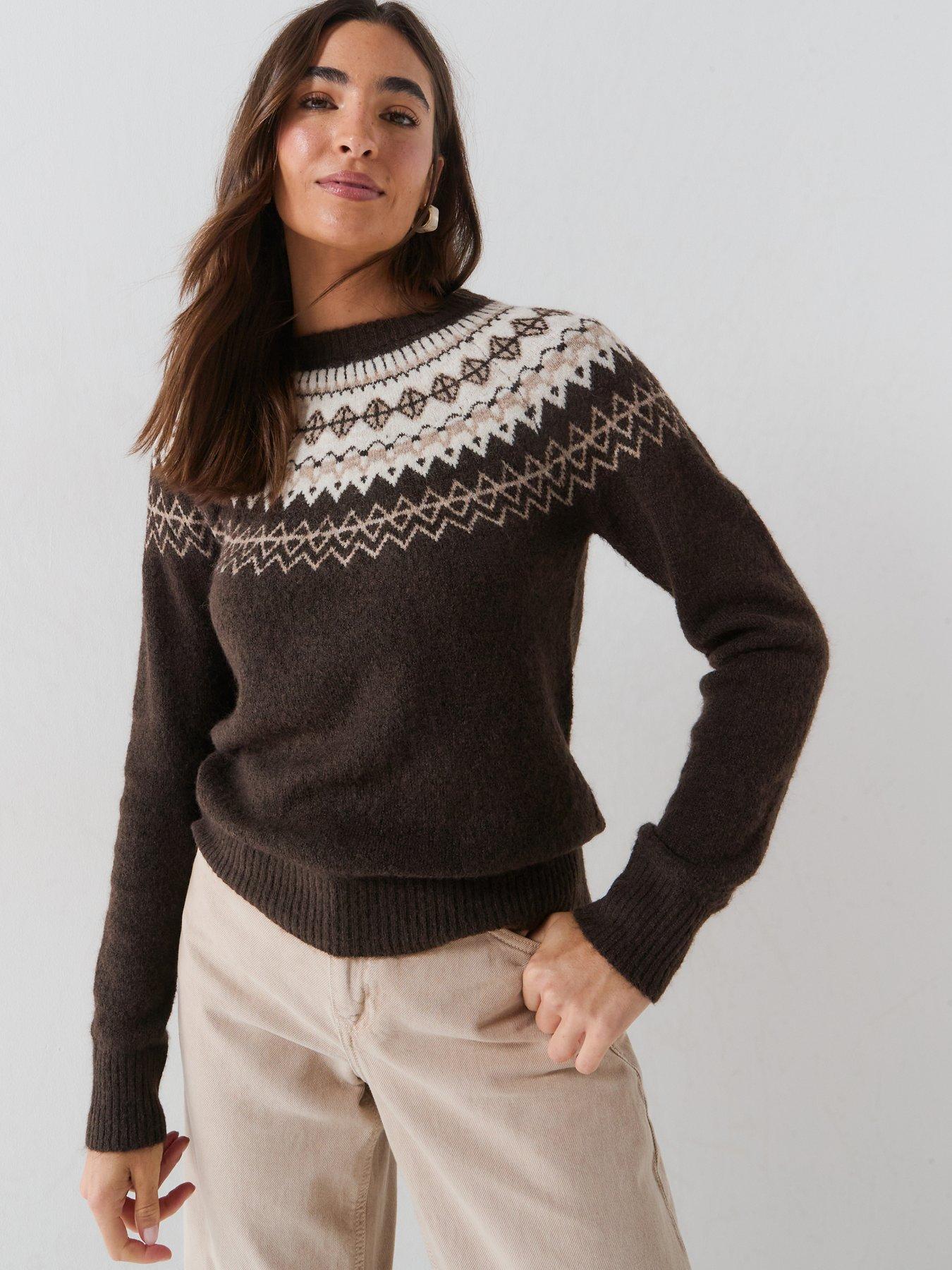 Image 5 of 6 of Vero Moda Womens Vmsimone Nordic Pullover Jumper - Brown