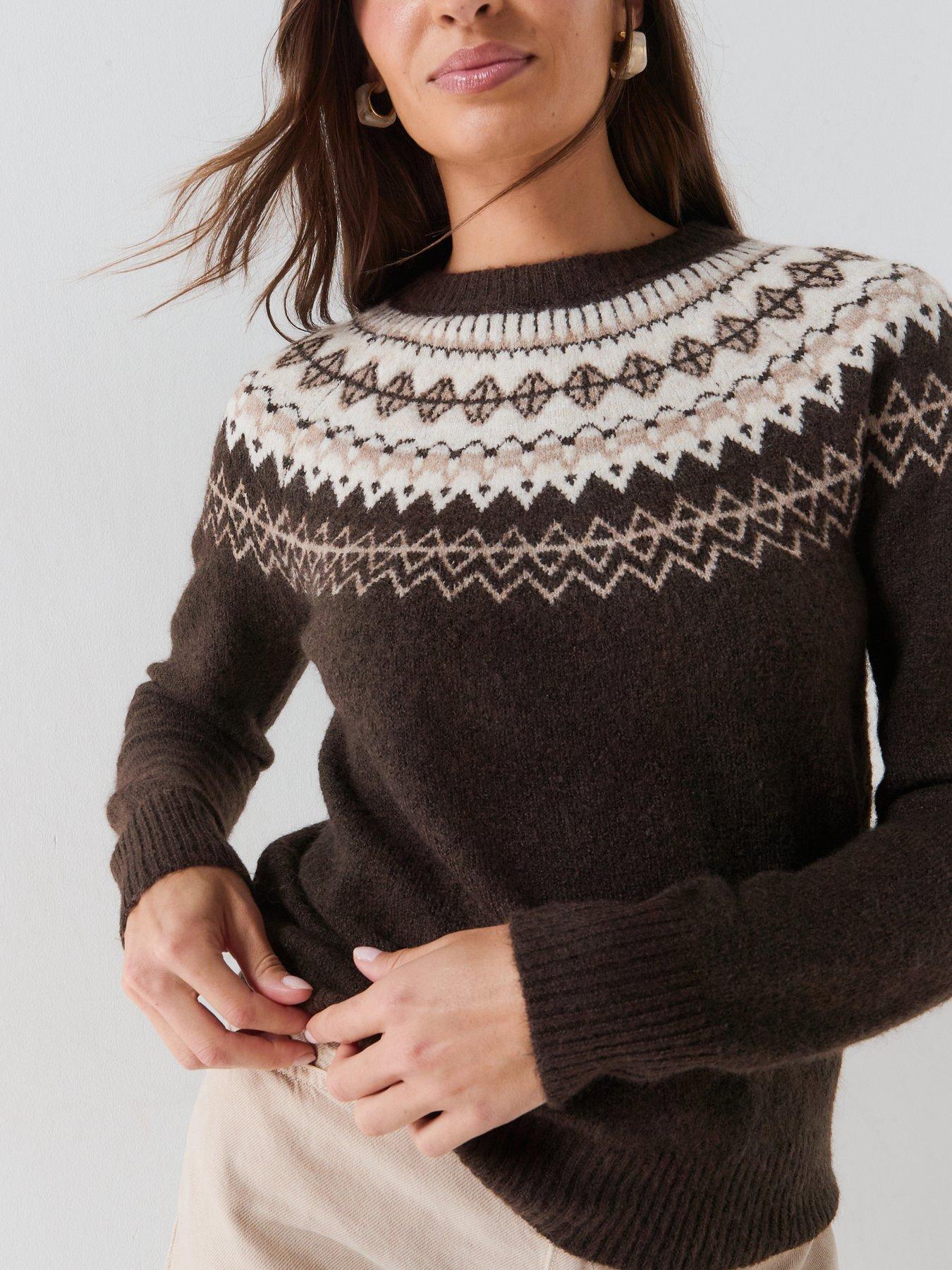 Image 6 of 6 of Vero Moda Womens Vmsimone Nordic Pullover Jumper - Brown