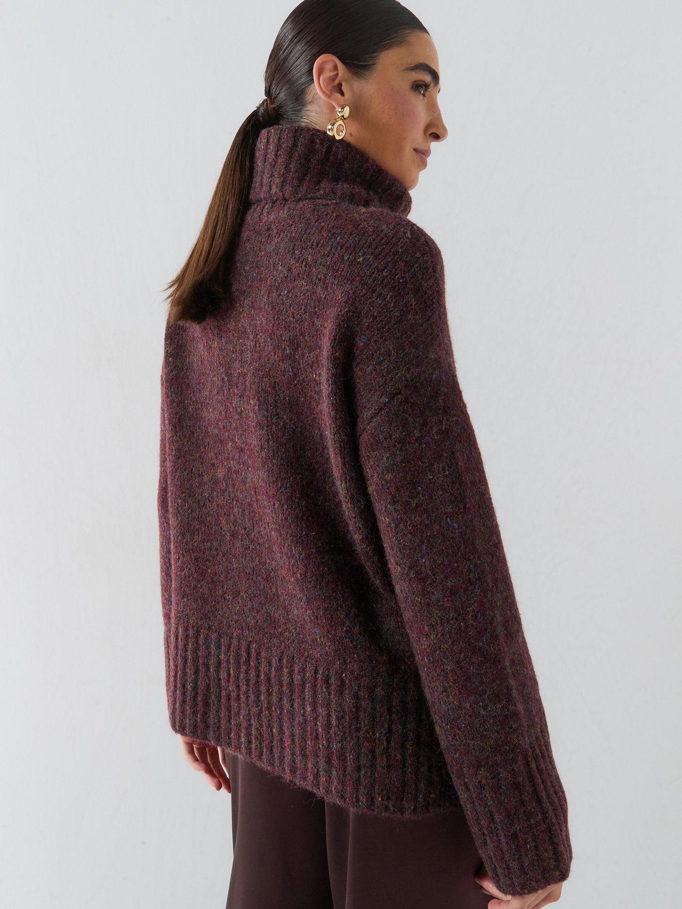 Image 2 of 6 of Vero Moda Womens Vmingrid Chunky Knit Roll Neck Soft-Touch Jumper - Red