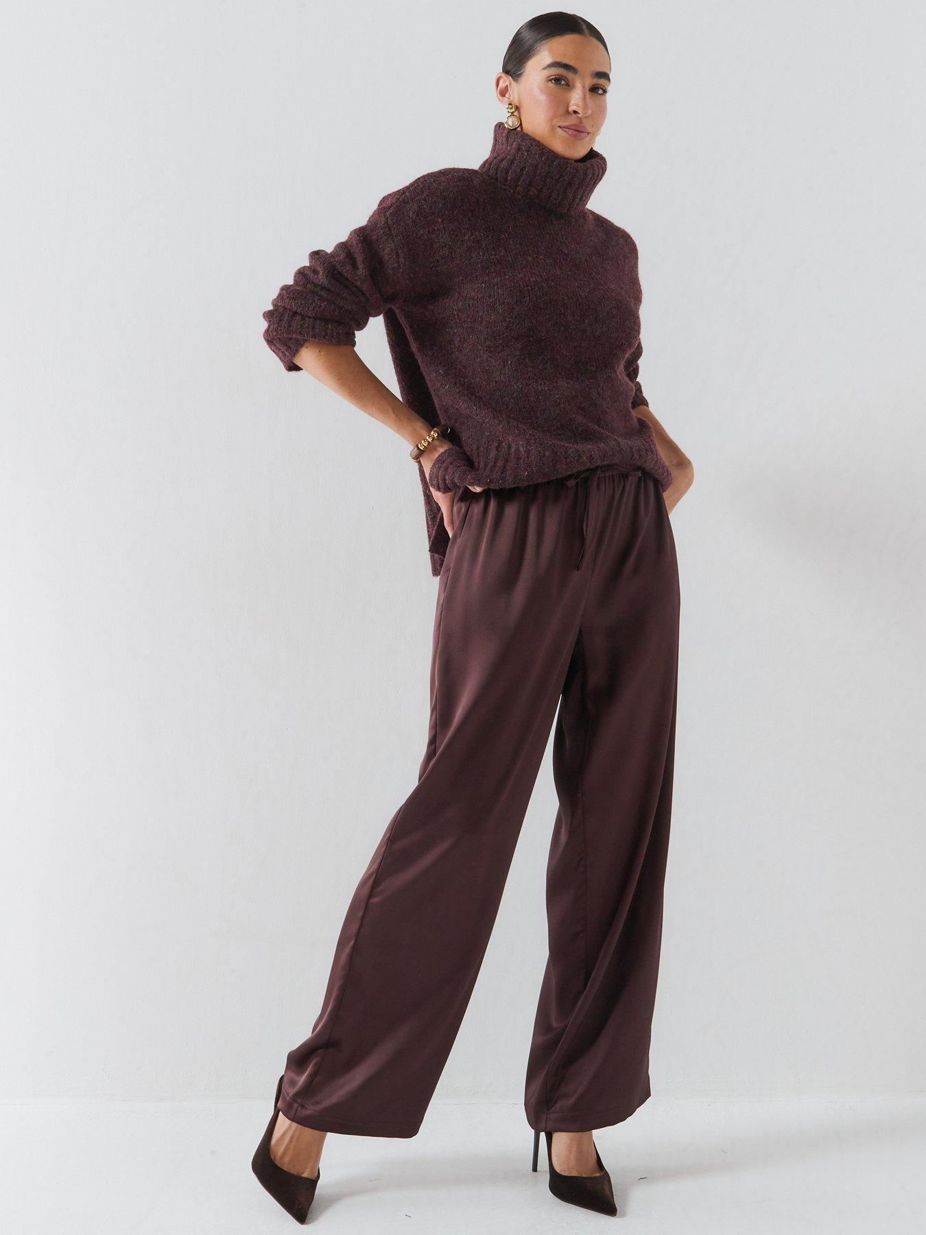 Image 3 of 6 of Vero Moda Womens Vmingrid Chunky Knit Roll Neck Soft-Touch Jumper - Red