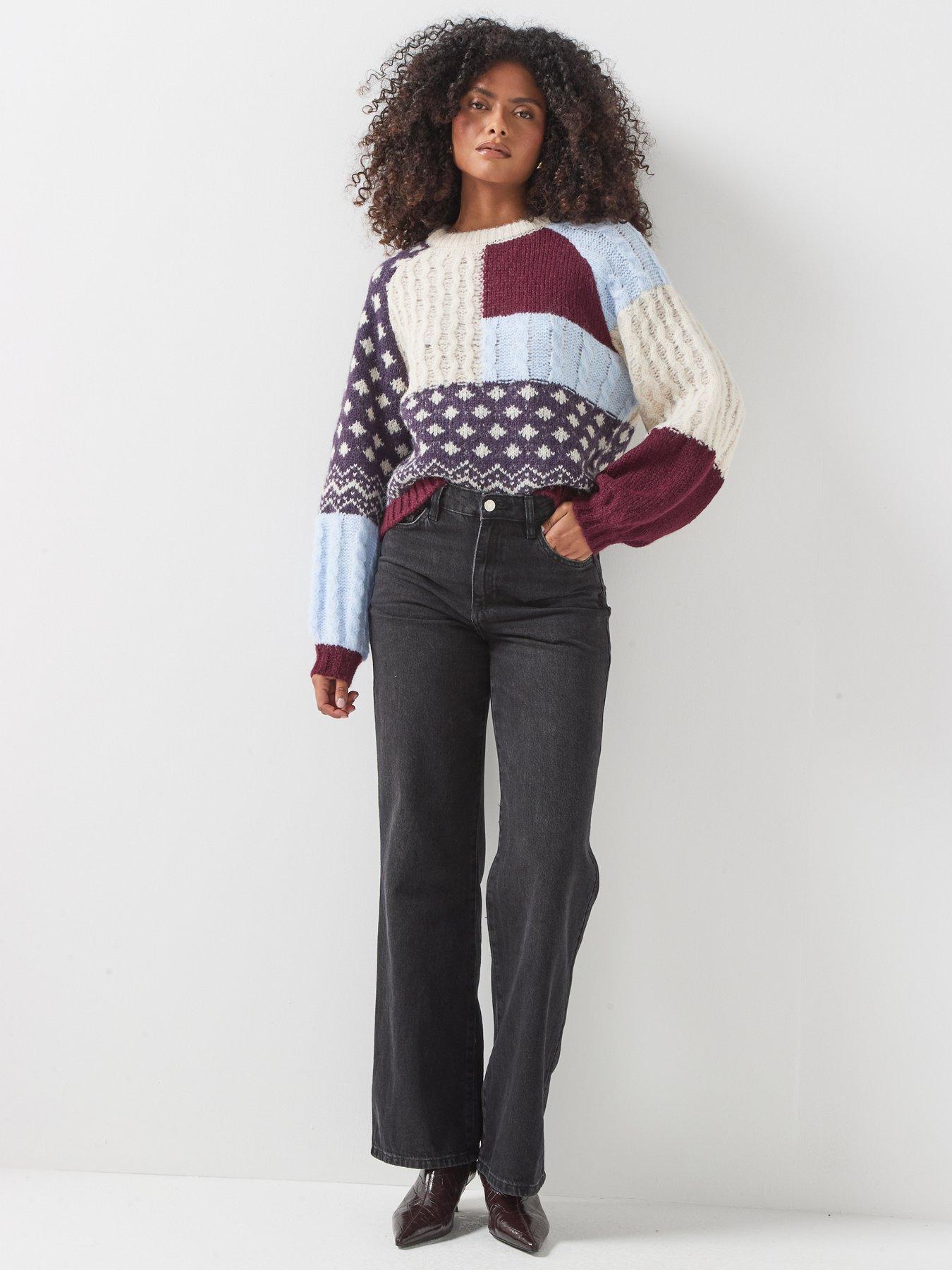 Image 3 of 6 of Vero Moda Womens Vmkristin Patchwork Pull Over Jumper - Multi