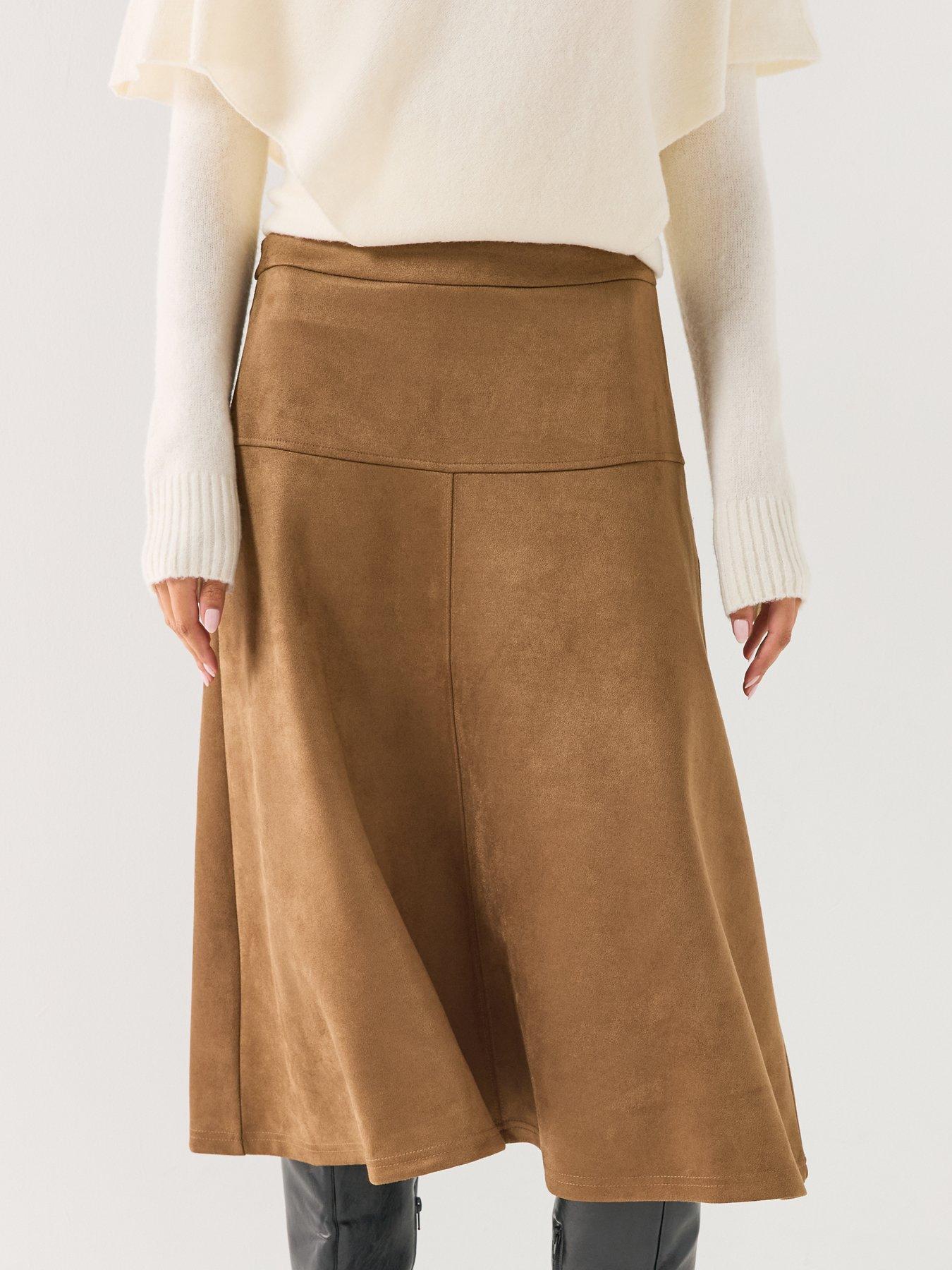 Image 5 of 6 of JDY Womens Faux Suede Midi Skirt - Brown