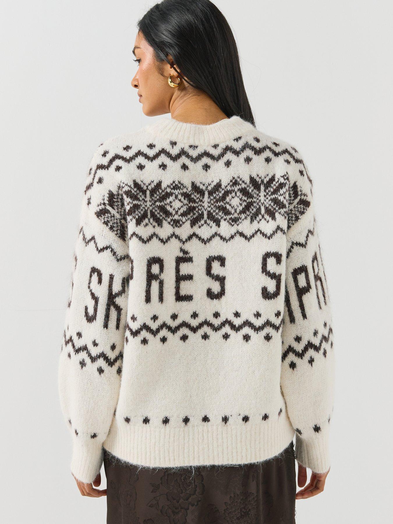 Image 2 of 6 of Vero Moda Womens Vmmoritz Fluffy-Feel Statement Knit Crew Neck Jumper - Beige