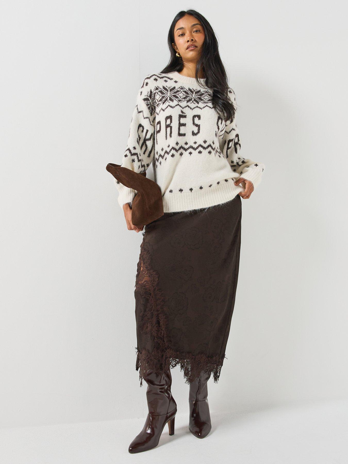 Image 3 of 6 of Vero Moda Womens Vmmoritz Fluffy-Feel Statement Knit Crew Neck Jumper - Beige