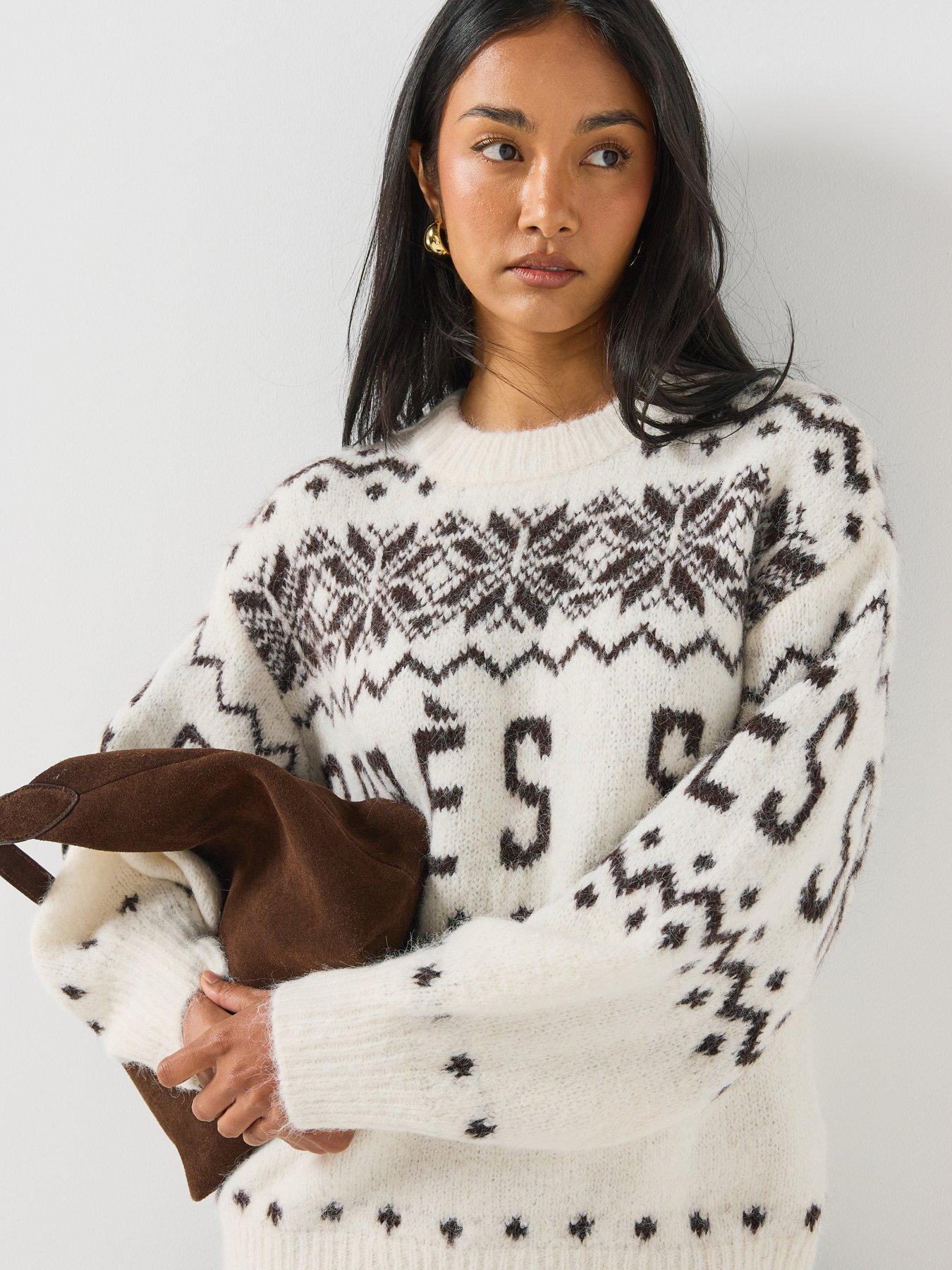 Image 5 of 6 of Vero Moda Womens Vmmoritz Fluffy-Feel Statement Knit Crew Neck Jumper - Beige