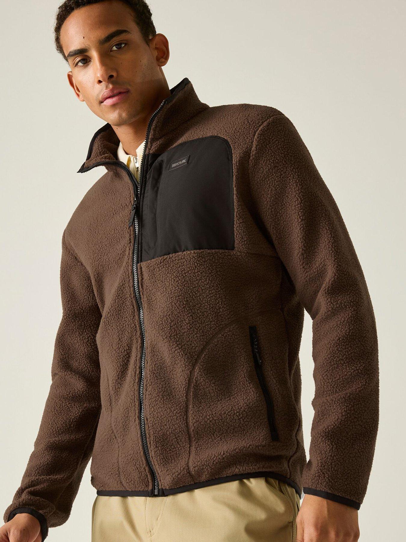 Image 1 of 6 of Regatta Mens Frankie Borg Full Zip Funnel Neck Fleece - Brown