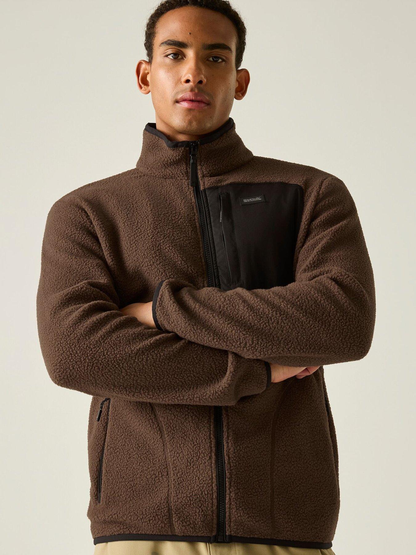 Image 4 of 6 of Regatta Mens Frankie Borg Full Zip Funnel Neck Fleece - Brown