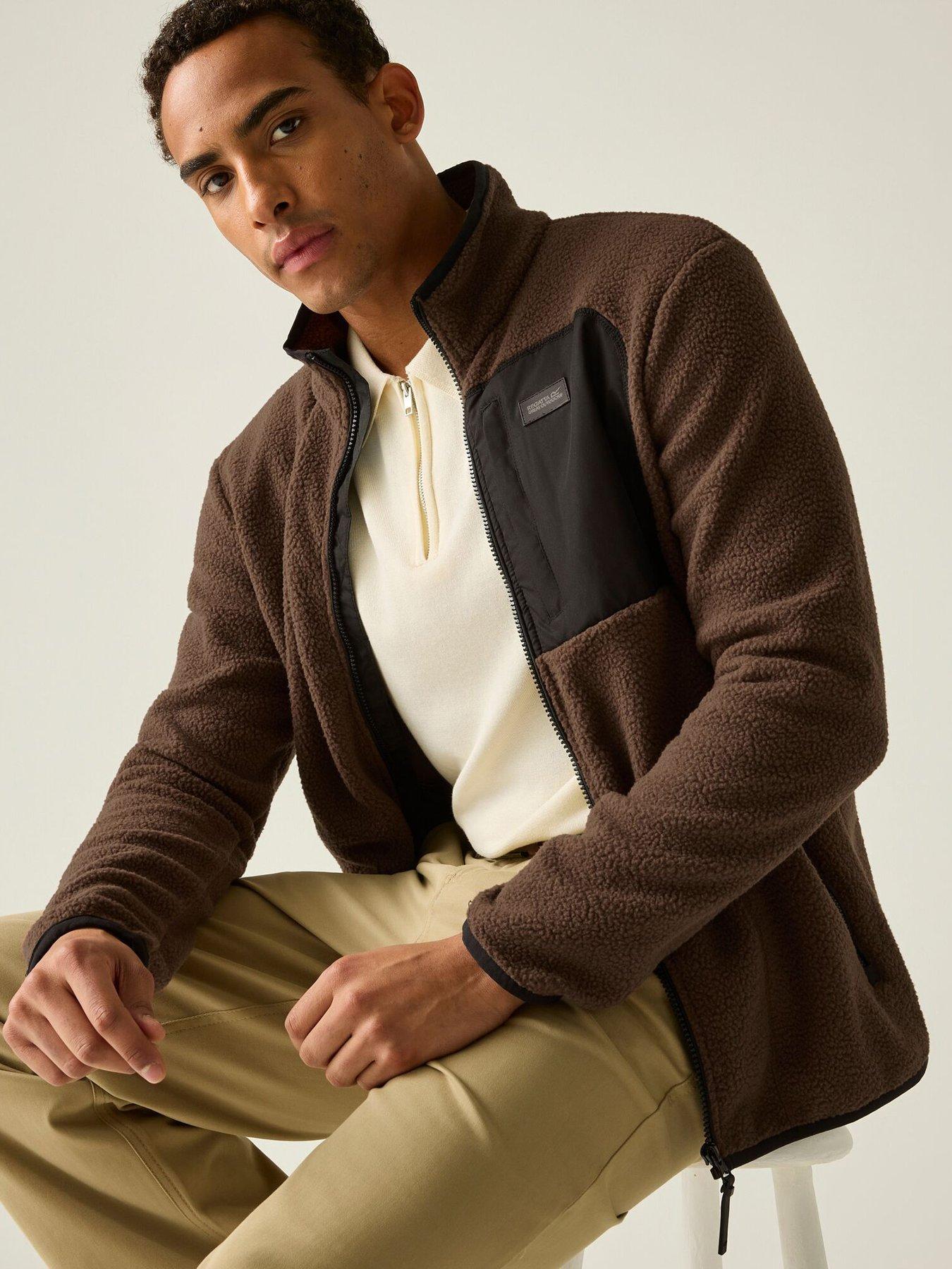 Image 5 of 6 of Regatta Mens Frankie Borg Full Zip Funnel Neck Fleece - Brown