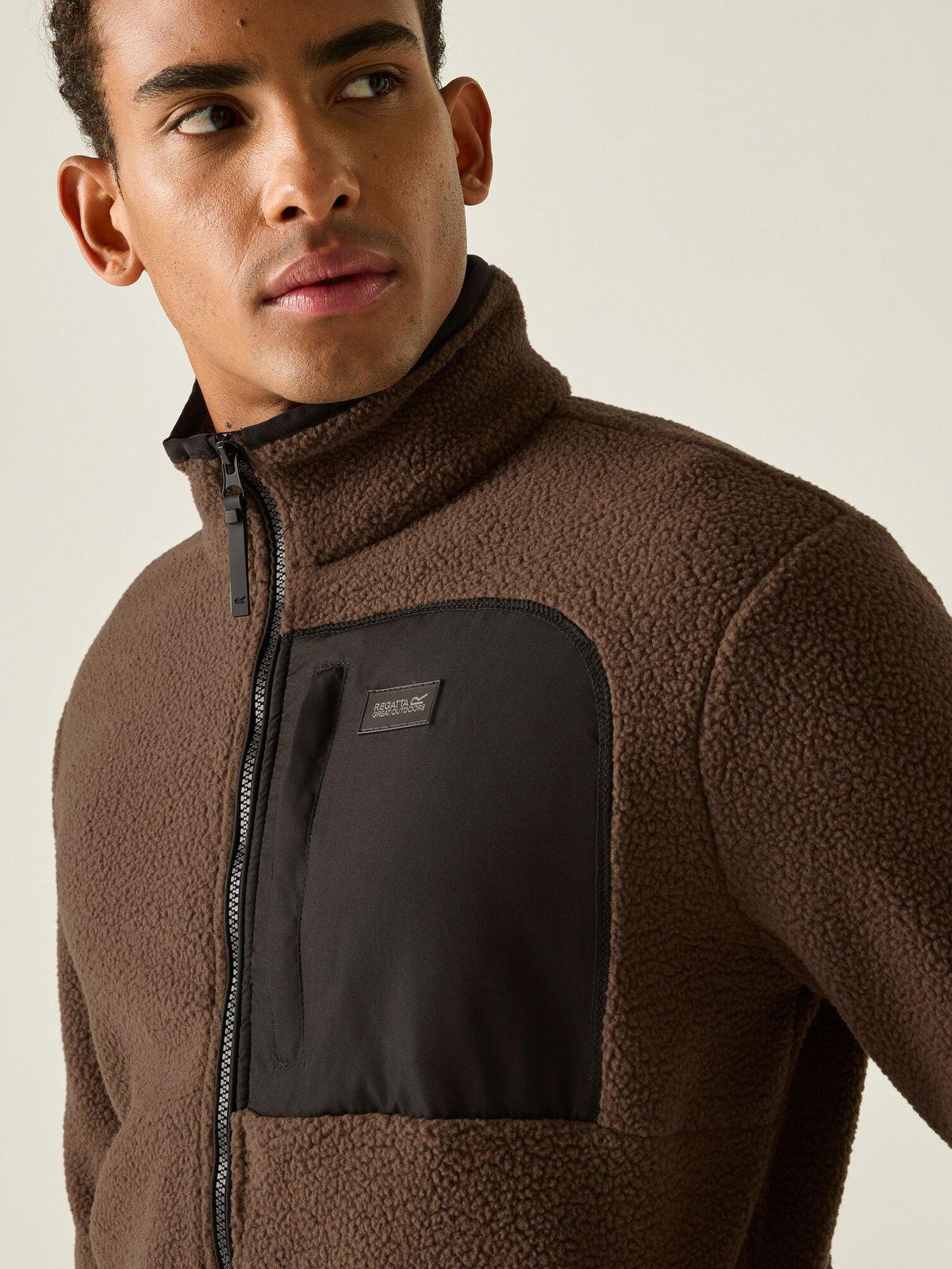 Image 6 of 6 of Regatta Mens Frankie Borg Full Zip Funnel Neck Fleece - Brown