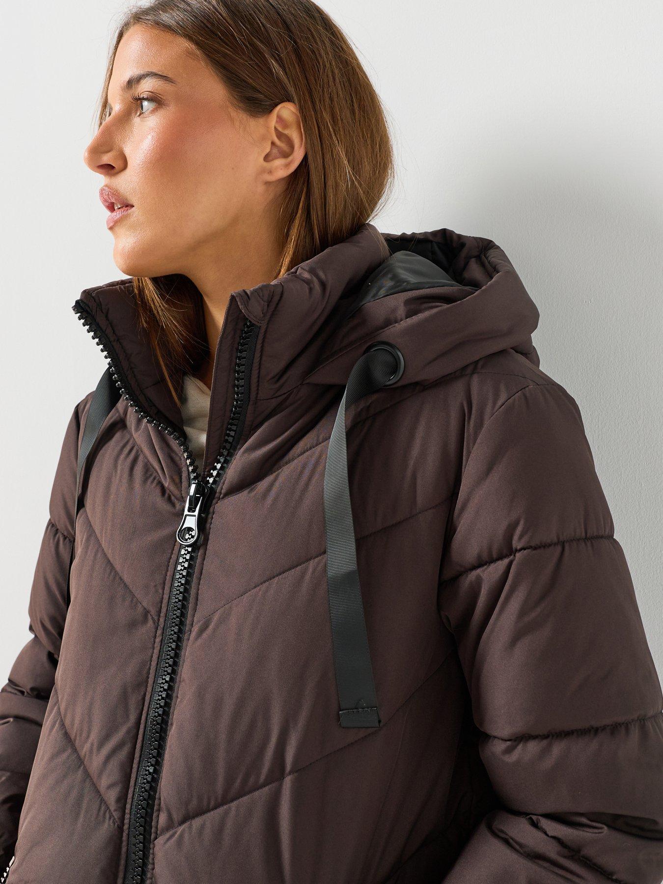 Image 4 of 6 of JDY Womens Skylar Hooded Zip Through Jacket - Brown