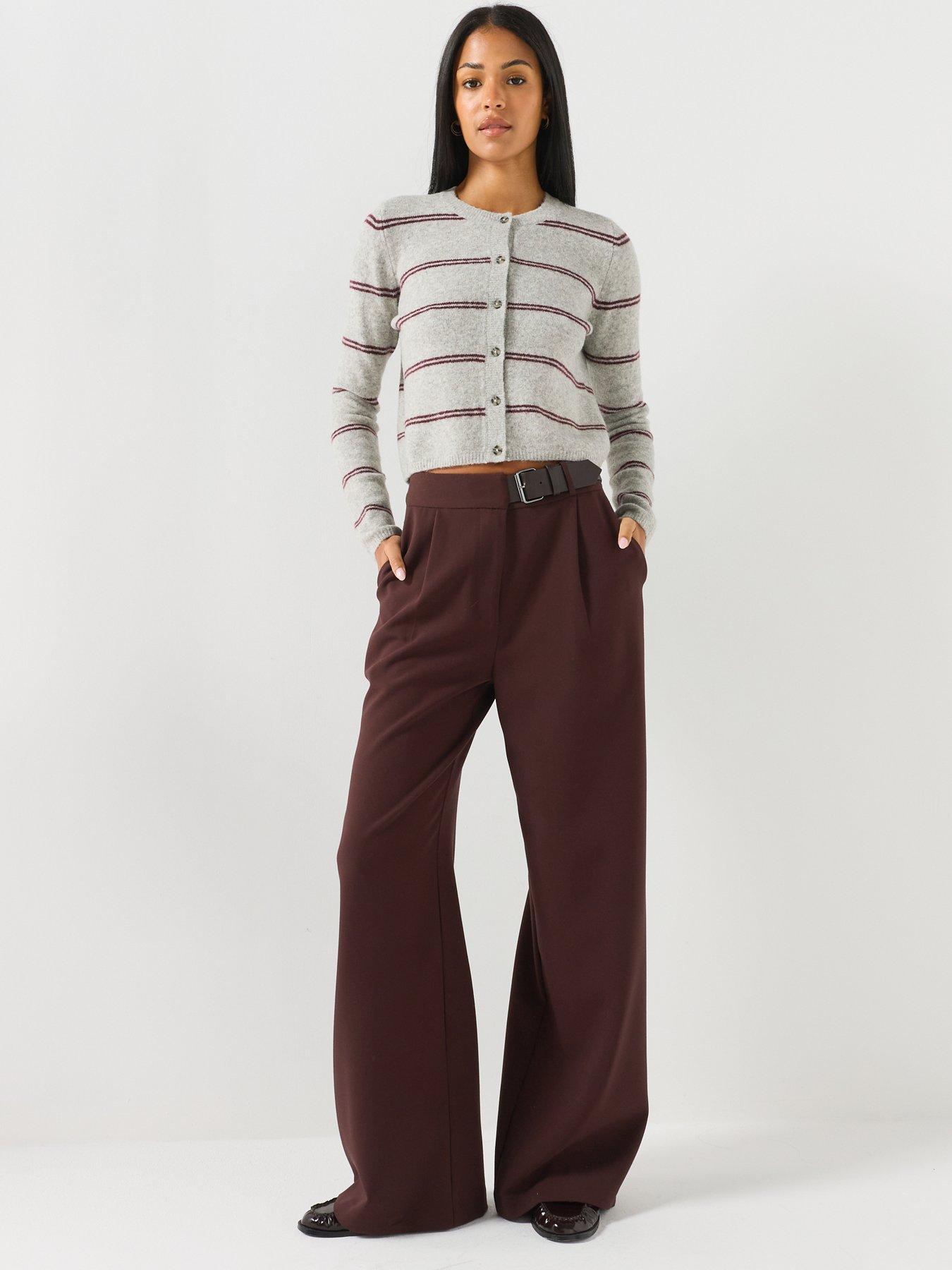 Image 3 of 5 of JDY Womens Jdychloe Button Through Stripe Cardigan - Grey