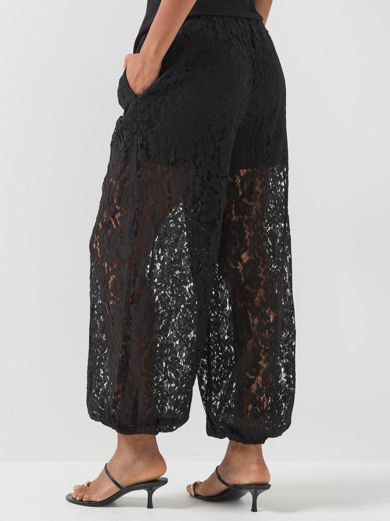 Image 2 of 5 of JDY Womens Julia Lace Balloon Leg Trousers - Black