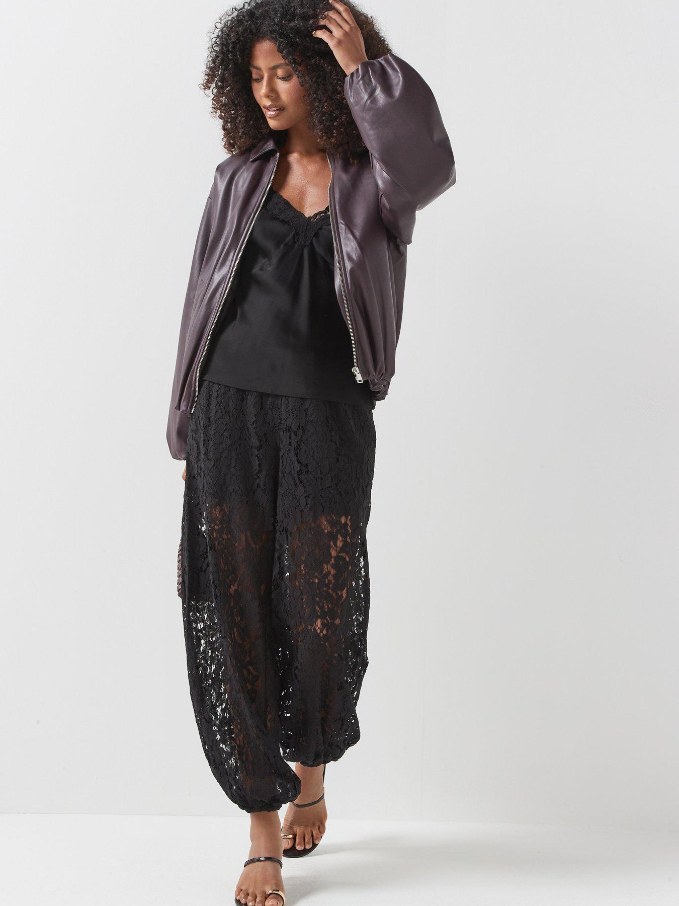 Image 5 of 5 of JDY Womens Julia Lace Balloon Leg Trousers - Black