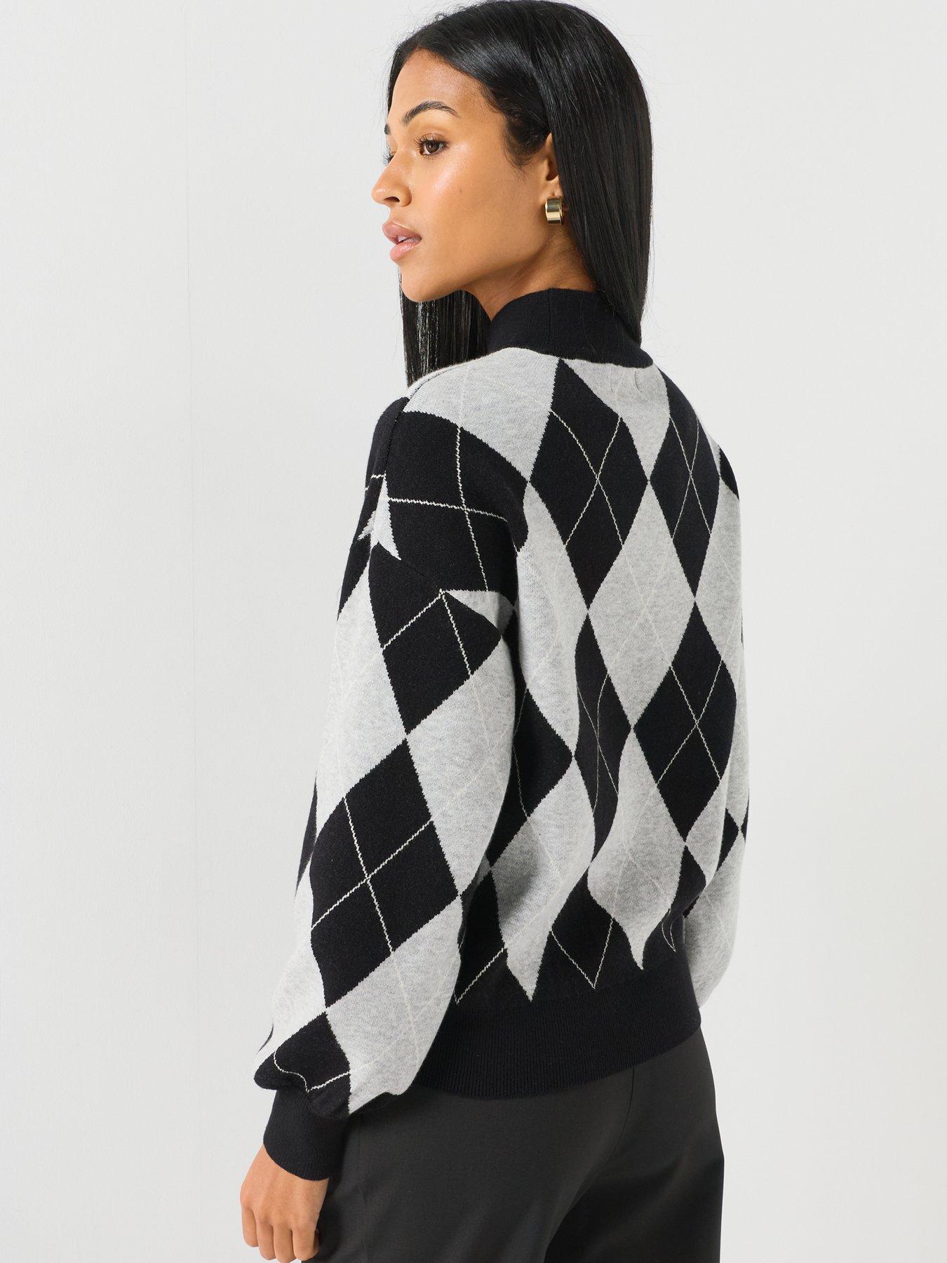 Image 2 of 4 of Only Womens Enya Argyle High Neck Jumper - Black