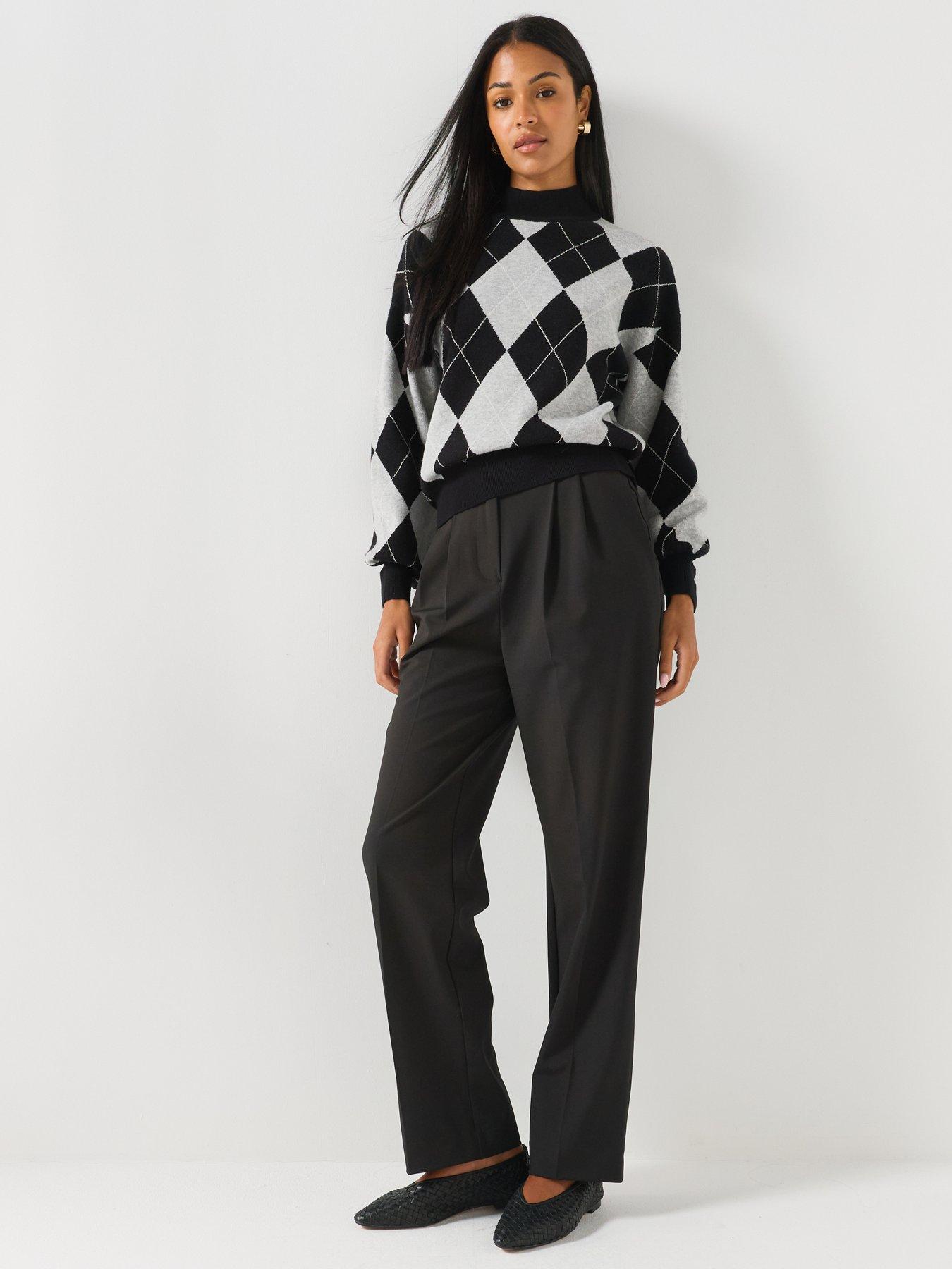 Image 3 of 4 of Only Womens Enya Argyle High Neck Jumper - Black