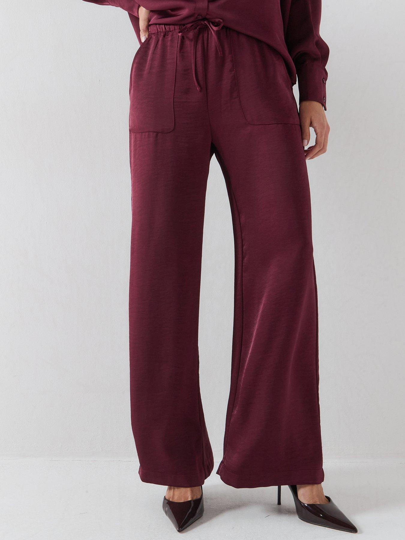 Image 1 of 5 of Vero Moda Womens Vmmiro Drawstring High Waist Trousers - Red