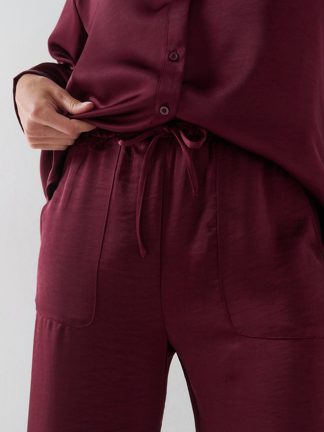 Image 5 of 5 of Vero Moda Womens Vmmiro Drawstring High Waist Trousers - Red