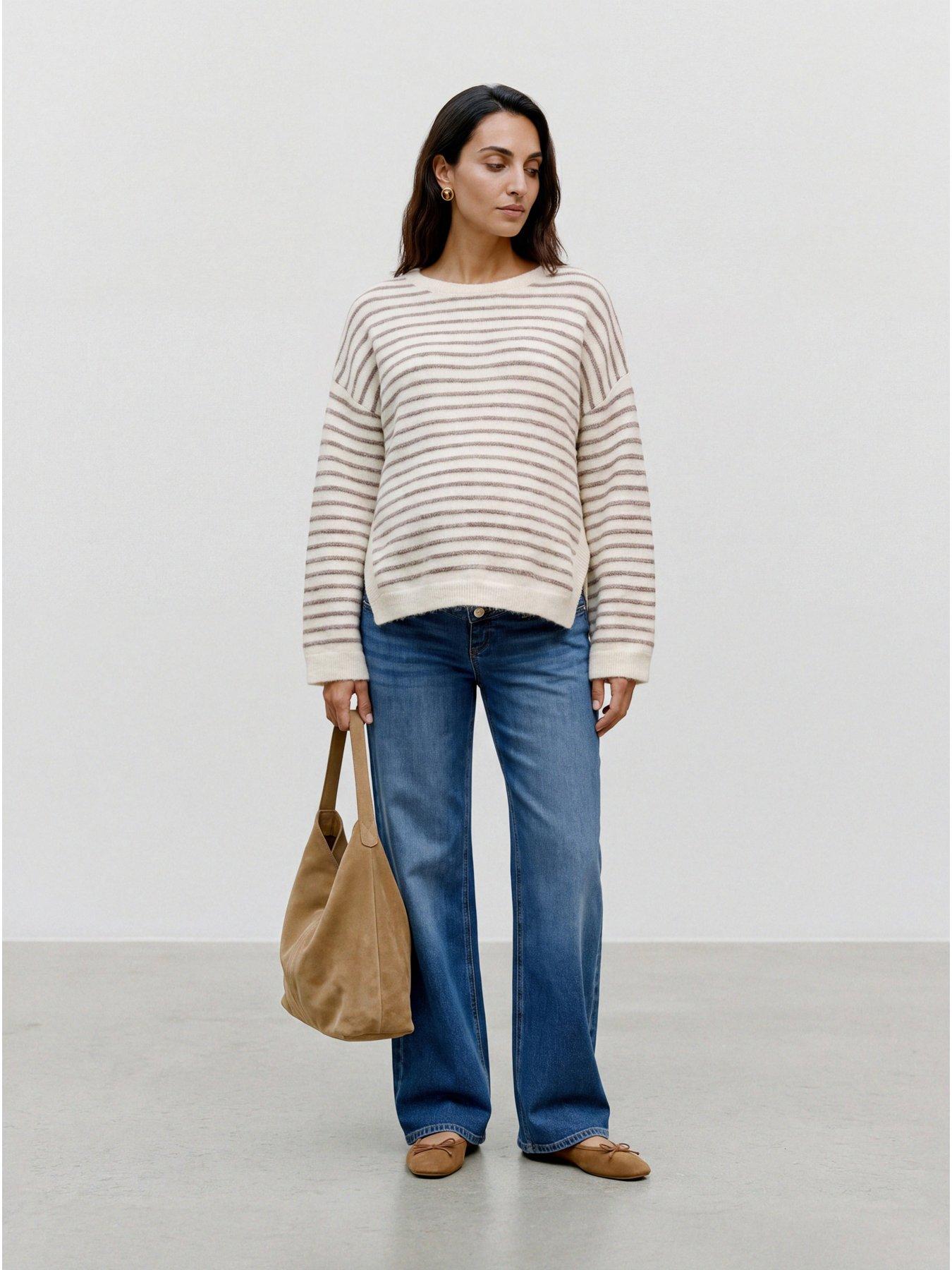Image 3 of 4 of Mamalicious Womens Maternity Relaxed Striped Jumper - Cream