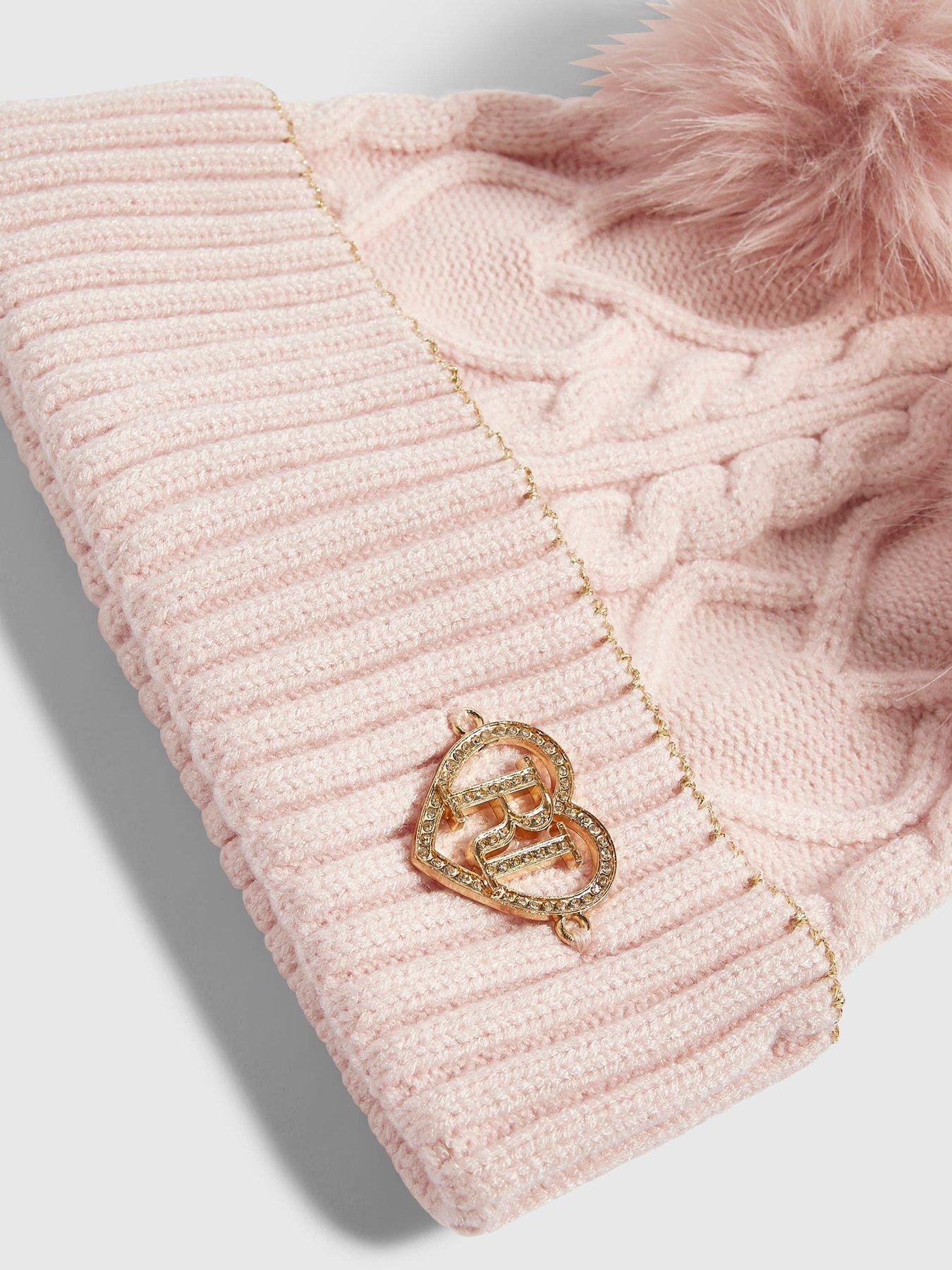 Image 3 of 3 of River Island Mini Mini Girls Double Pom Beanie - Pink