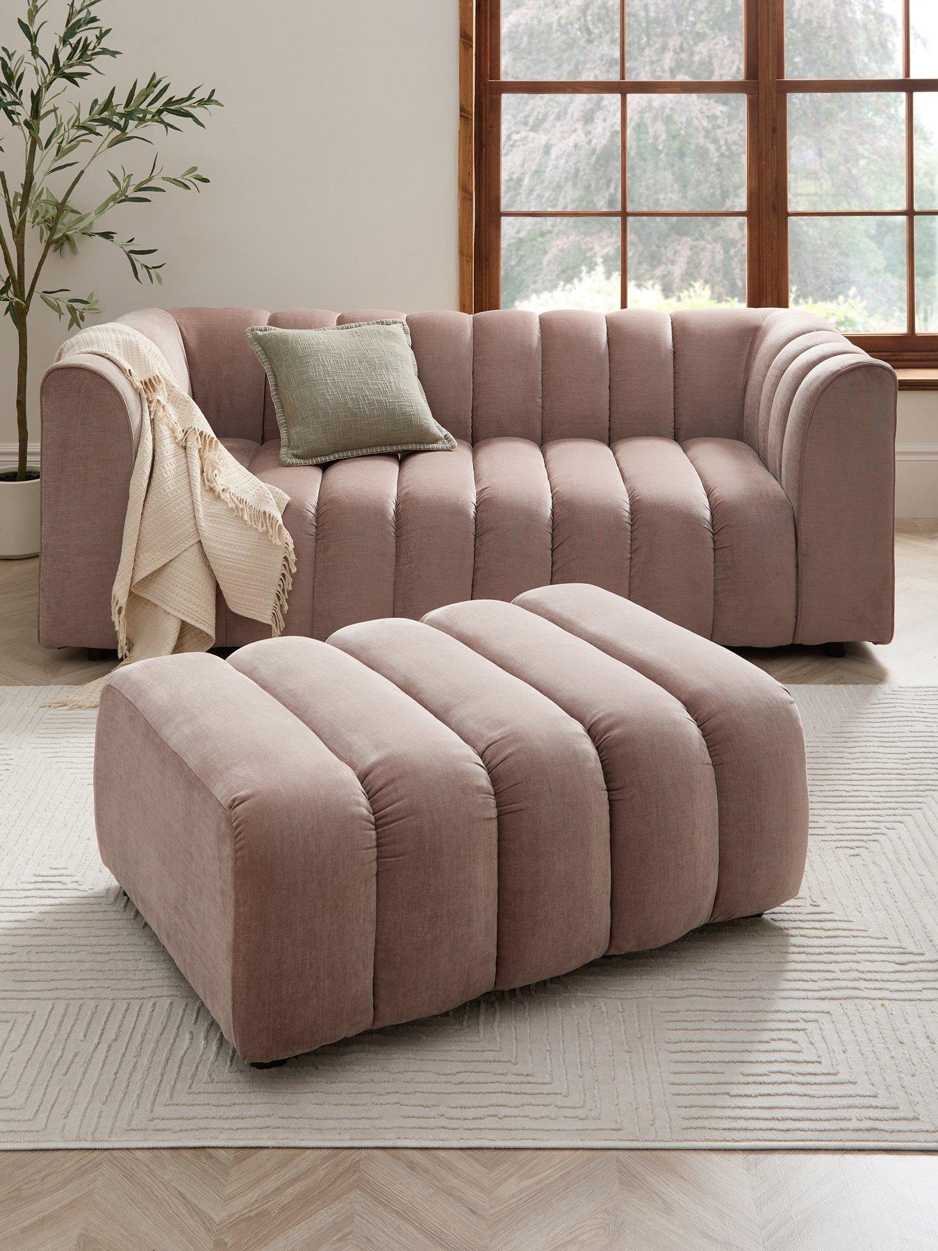 Image 1 of 7 of Michelle Keegan Home Mikah 3 Seater Sofa + Footstool Set (Buy &amp; SAVE!)