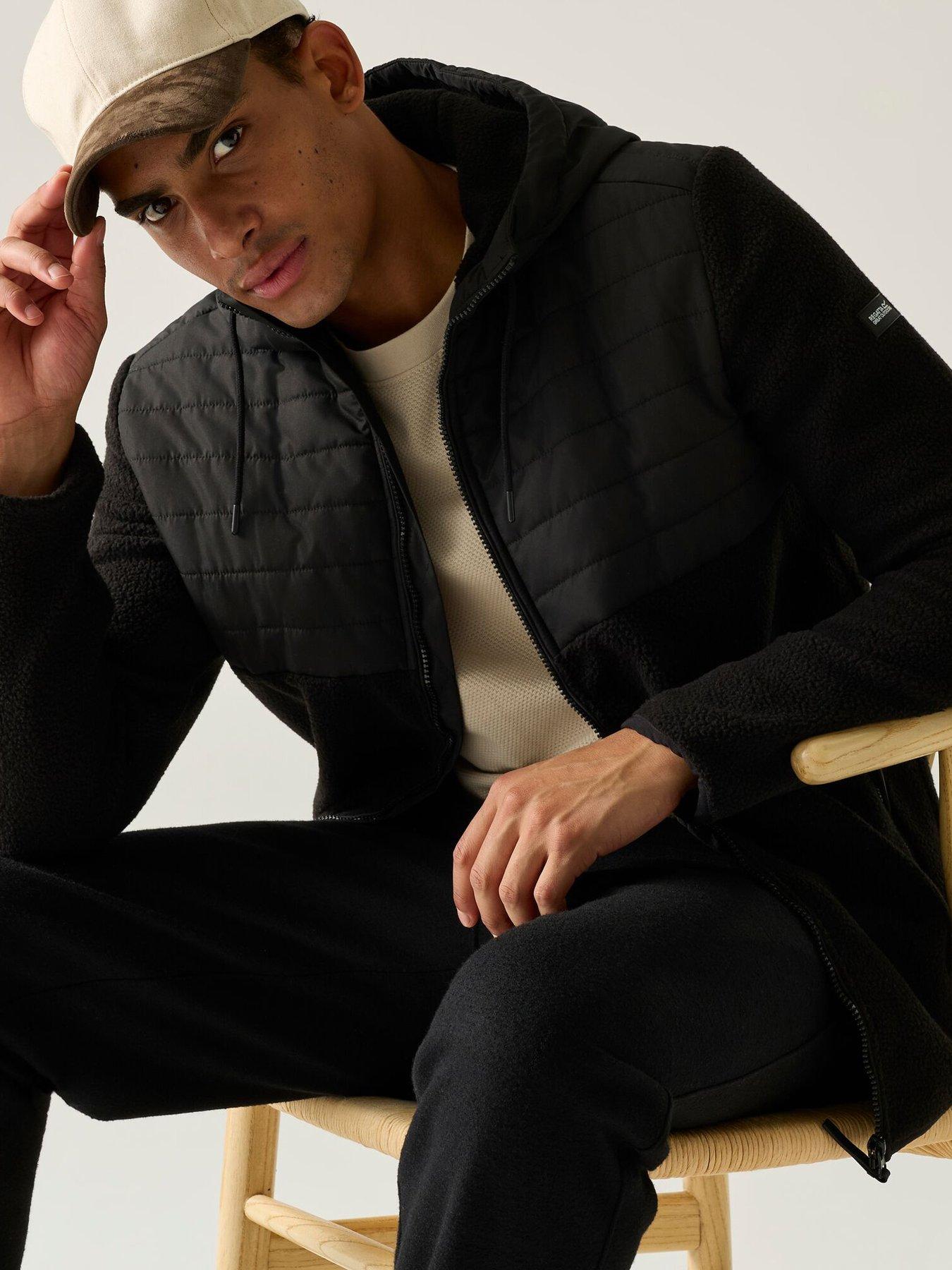 Image 2 of 7 of Regatta Mens Frankie Borg THERMOGUARD Hooded Hybrid Fleece - Black