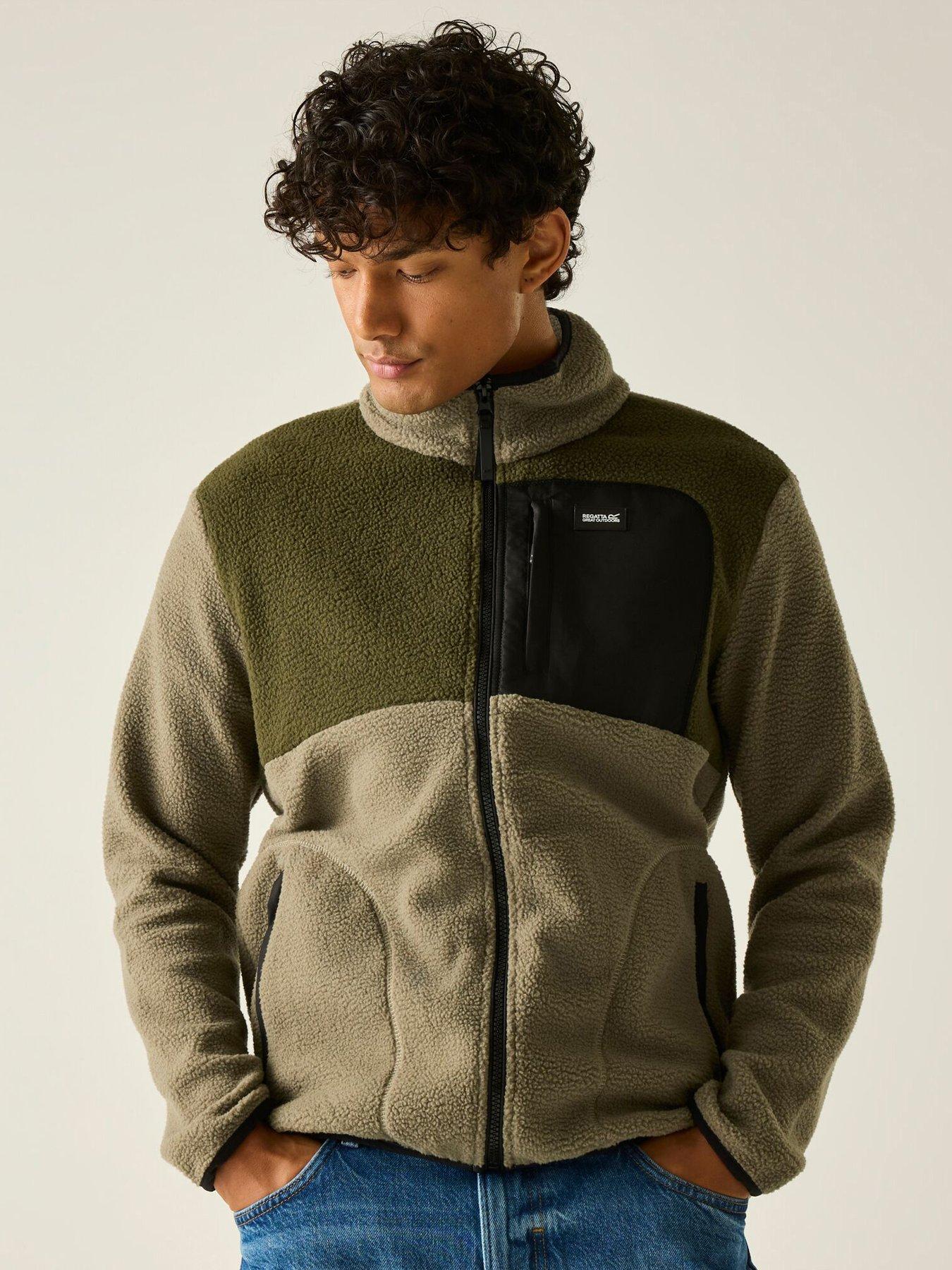 Regatta Men's Smokey Olive Dark Khaki Frankie Borg Colour Block Full Zip Fleece - Image 6