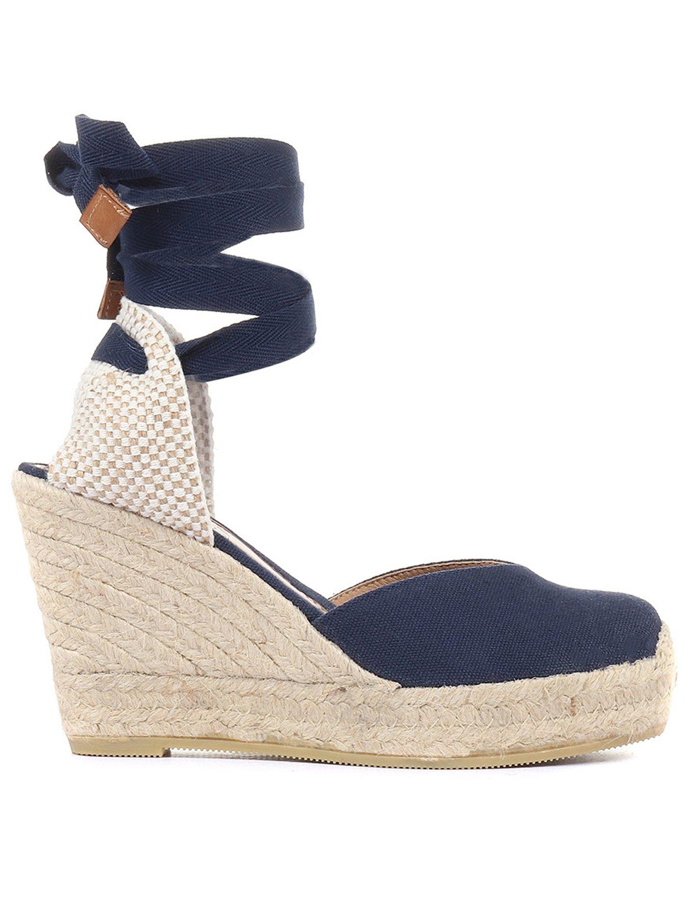 Jones Bootmaker Alyssa Closed Toe Wrap Around Wedge, Navy, Size 3, Women