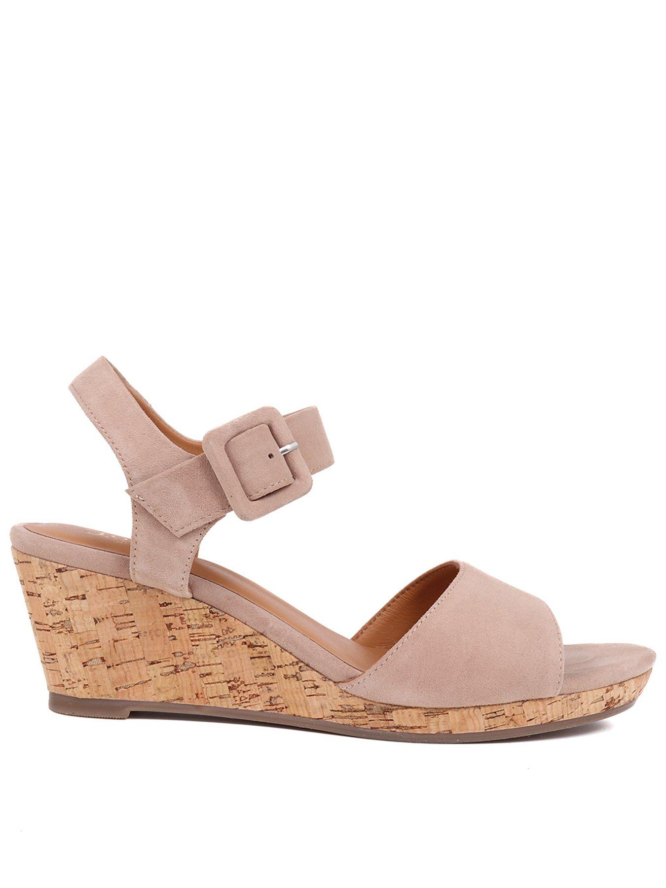 Jones Bootmaker Grazina Buckle Wedge Sandal, Beige, Size 6.5, Women