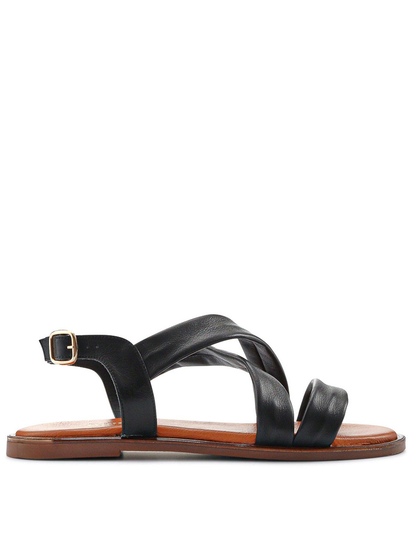 Jones Bootmaker Hali Crossover Strap Sandal, Black, Size 6, Women